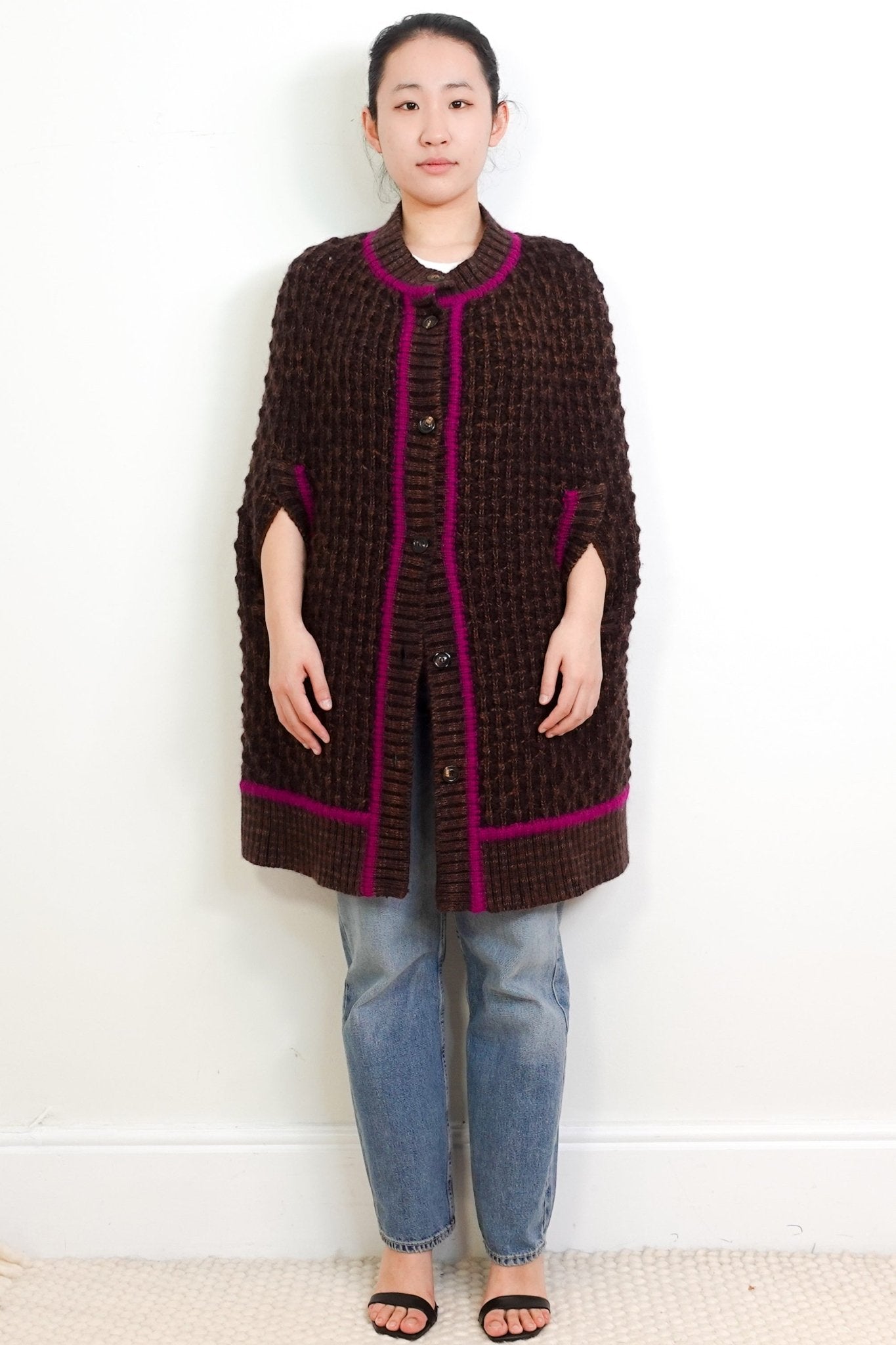 Missoni Brown and Pink Wool Knit Cape RRP £400 | Authentic Preloved - Reloved Again