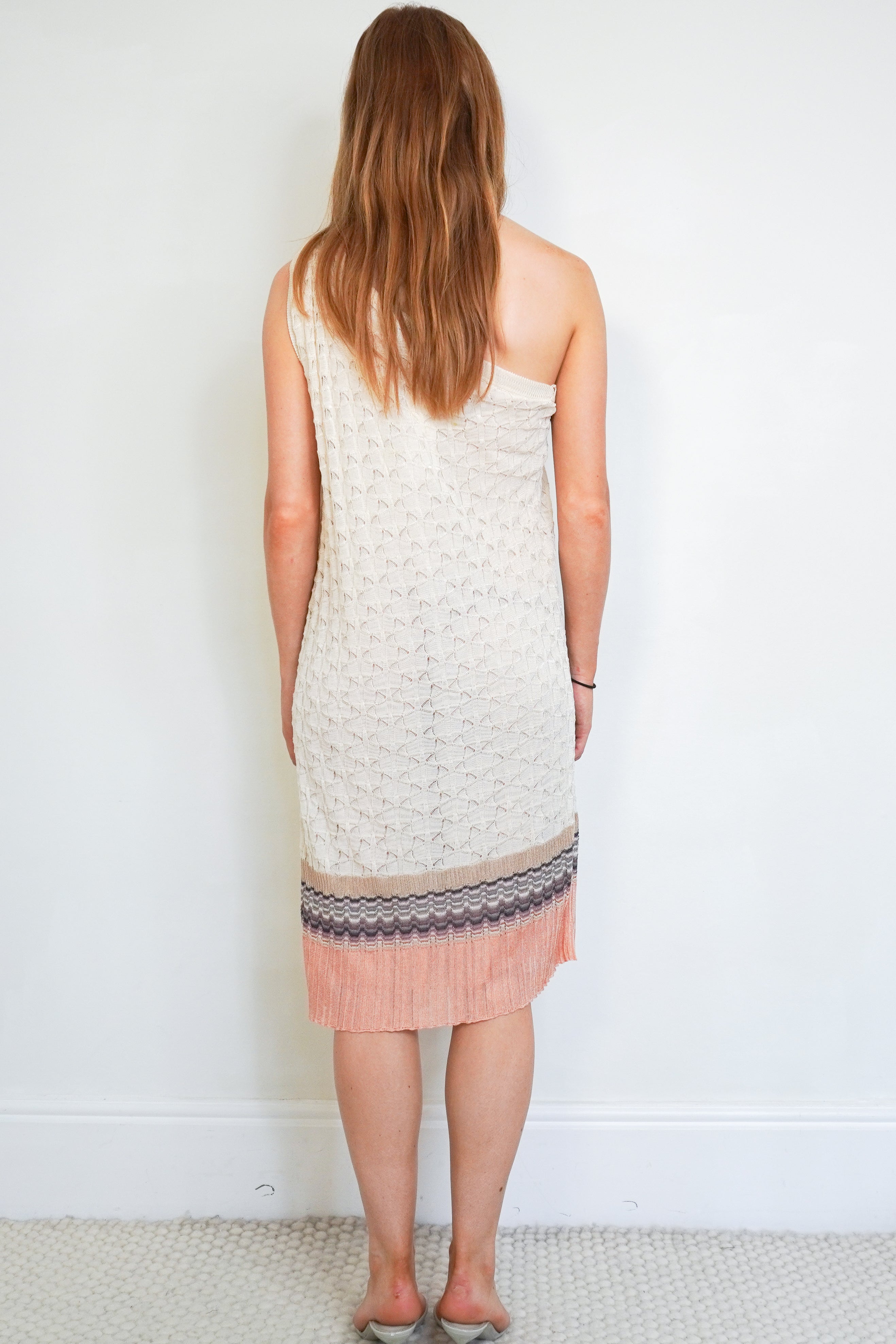 Missoni One-Shoulder Open Knit Midi Dress back photo chelsea london