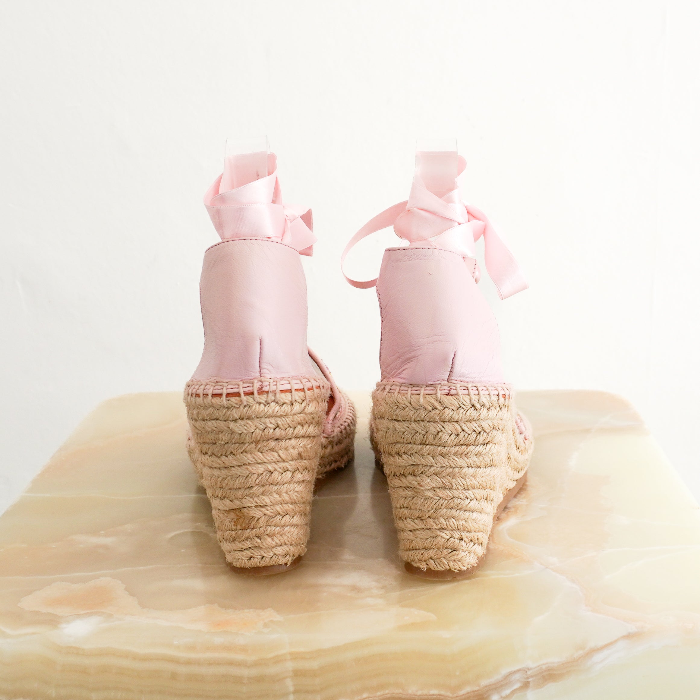 Missoni Pink Chevron Fabric Wedge Espadrilles back photo chelsea london