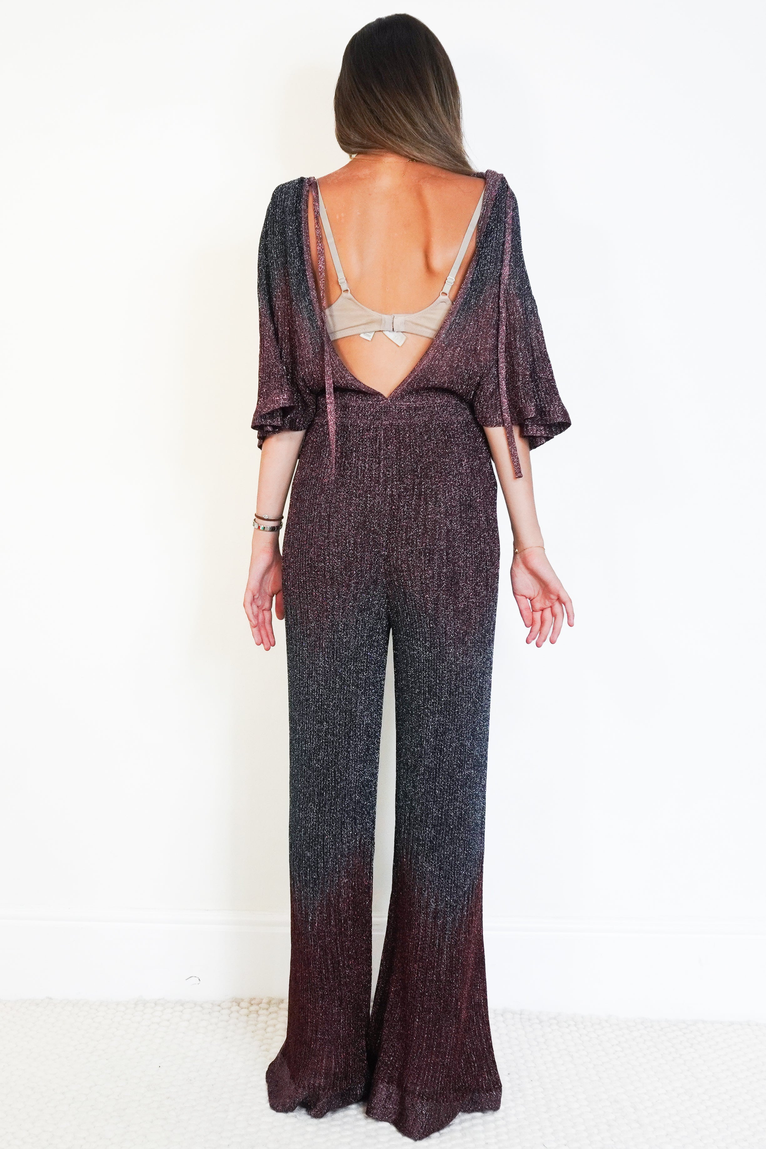 Missoni Purple Metallic Ombré Lamé Knit Jumpsuit back photo chelsea london
