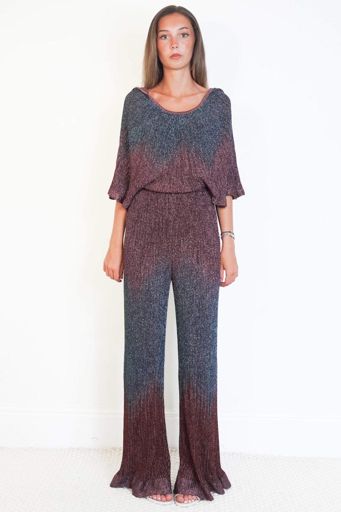 Missoni Purple Metallic Ombré Lamé Knit Jumpsuit (RRP £870) | Authentic Preloved - Reloved Again