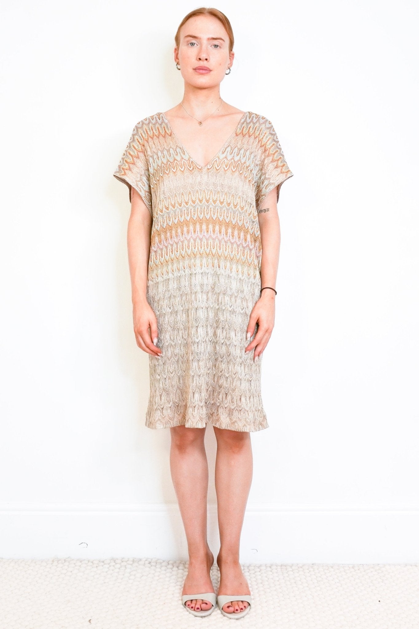 Missoni Zigzag Lurex Knit V-Neck Dress (RRP £800) | Authentic Preloved - Reloved Again