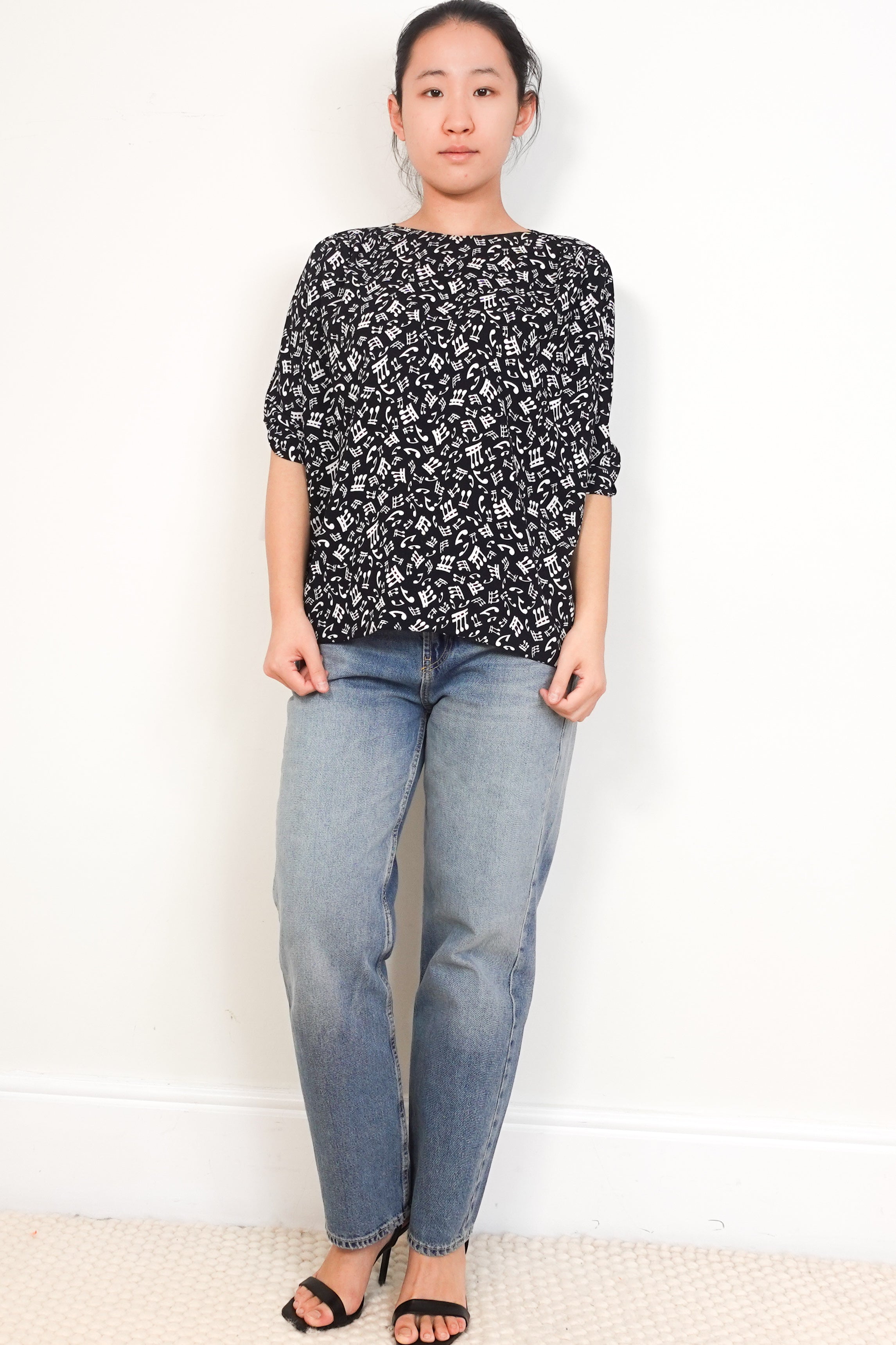 Miu-Miu-Black-and-White-Musical-Note-Shirt-front-picture-Chelsea-London