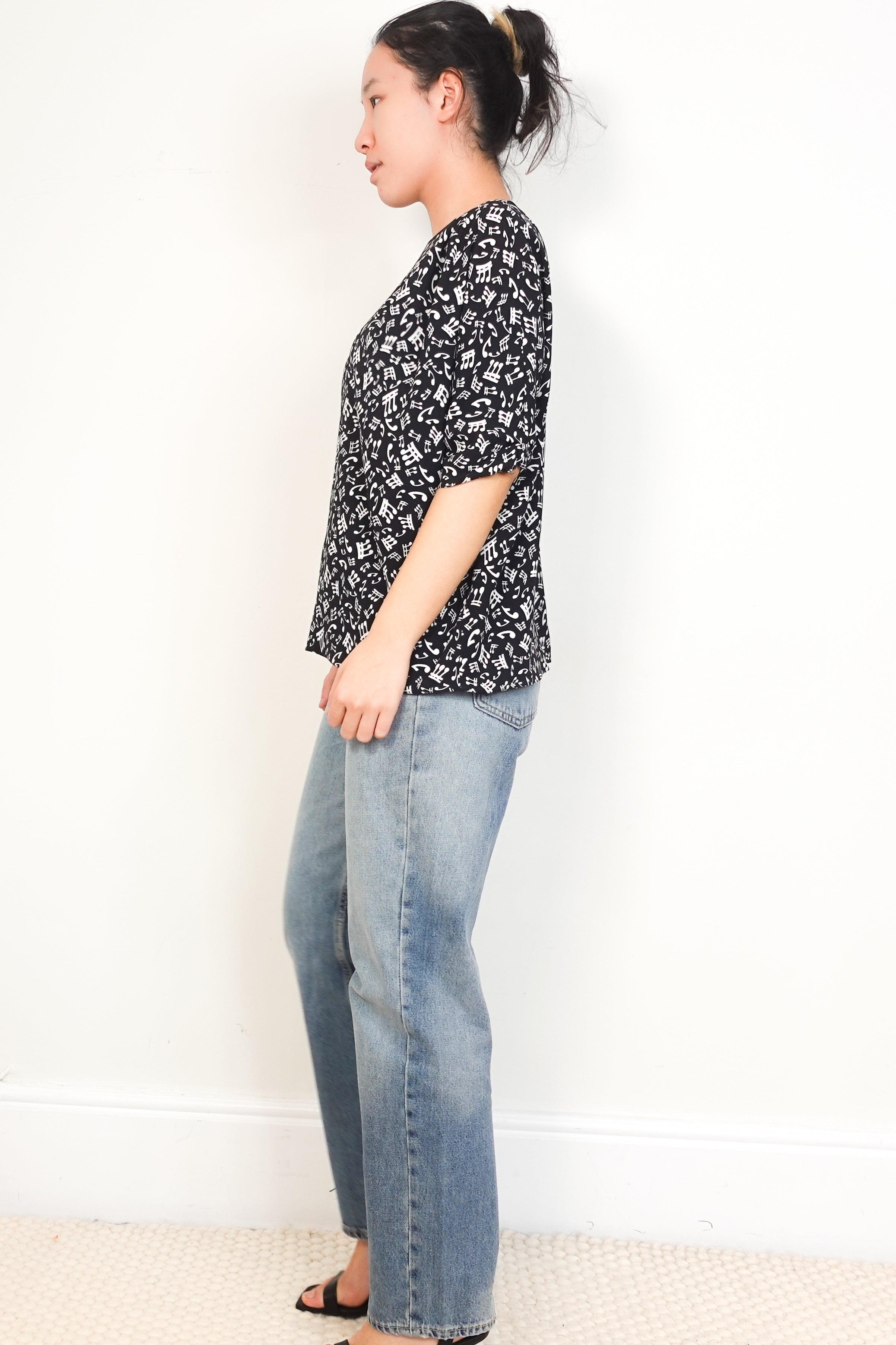Miu-Miu-Black-and-White-Musical-Note-Shirt-side-picture-Chelsea-London