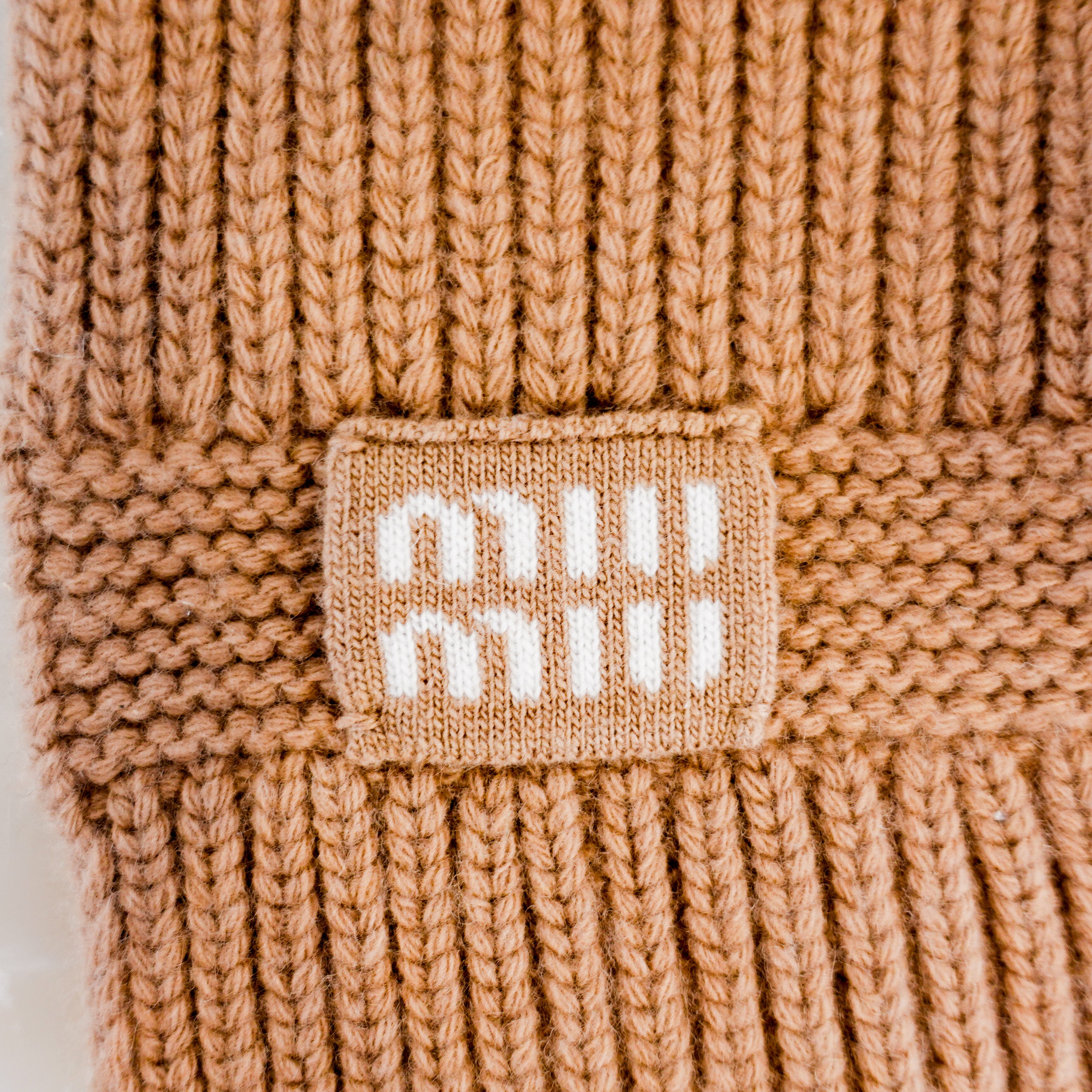 Miu-Miu-Blanket-Scarf-in-Brown-logo-picture-Chelsea-london