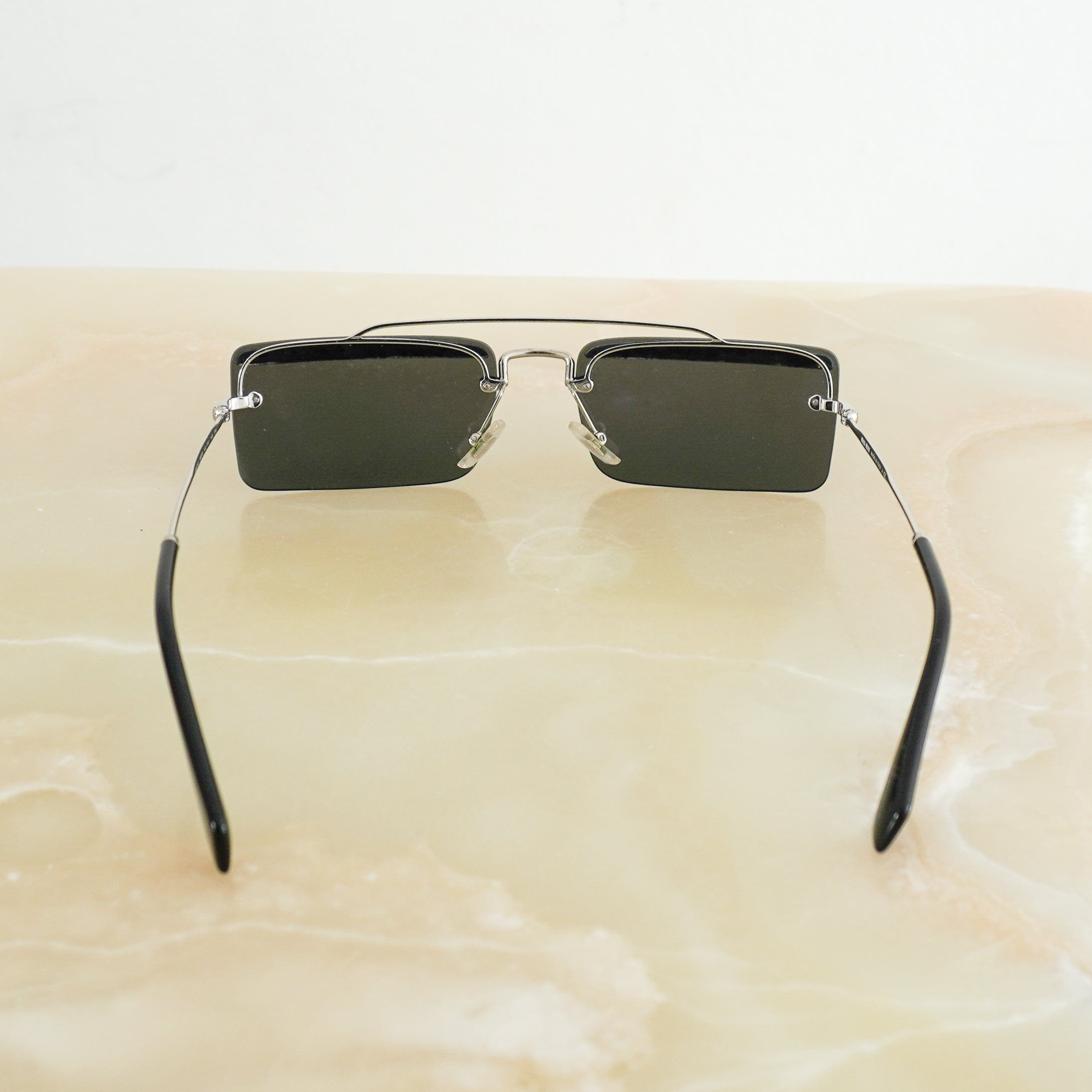 Miu Miu Société SMU 59T KJL-1A1 Crystal-Embellished Rectangular Sunglasses back photo chelsea london