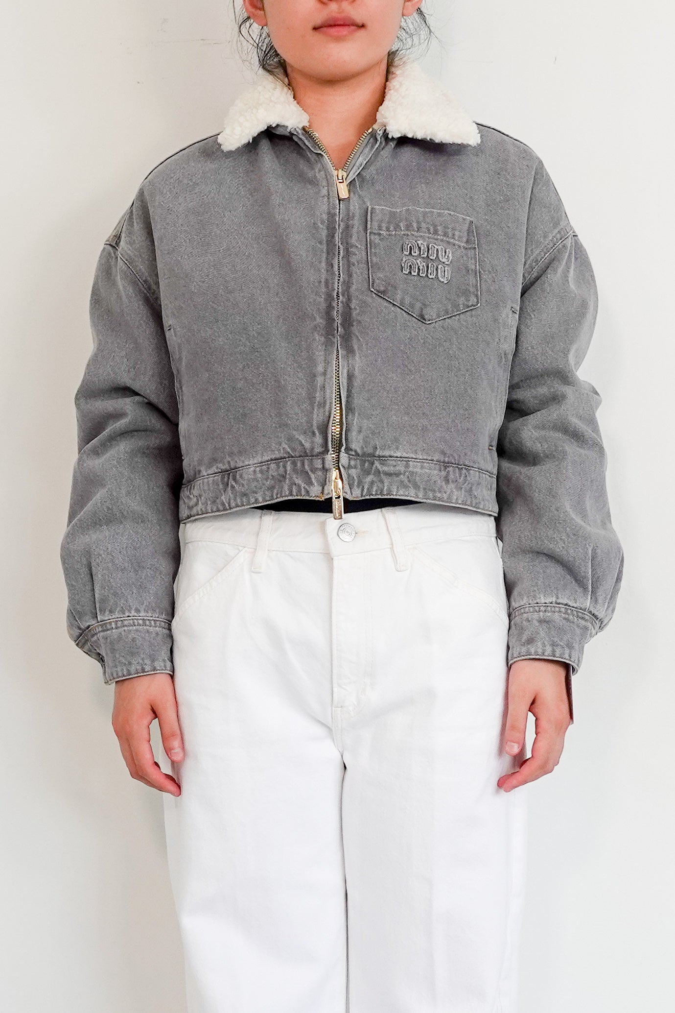 Miu Miu Grey Denim Jacket RRP £2.8k | Authentic Preloved