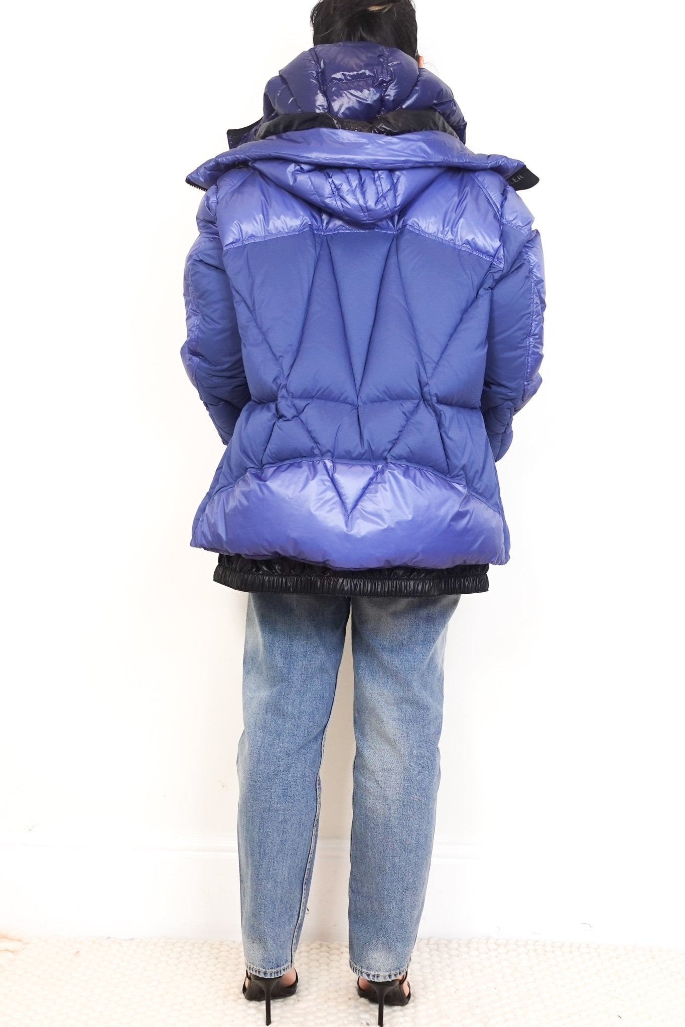 Moncler Blue Quilted Down Coat with Detachable Hood RRP £1000 | Authentic Preloved - Reloved Again