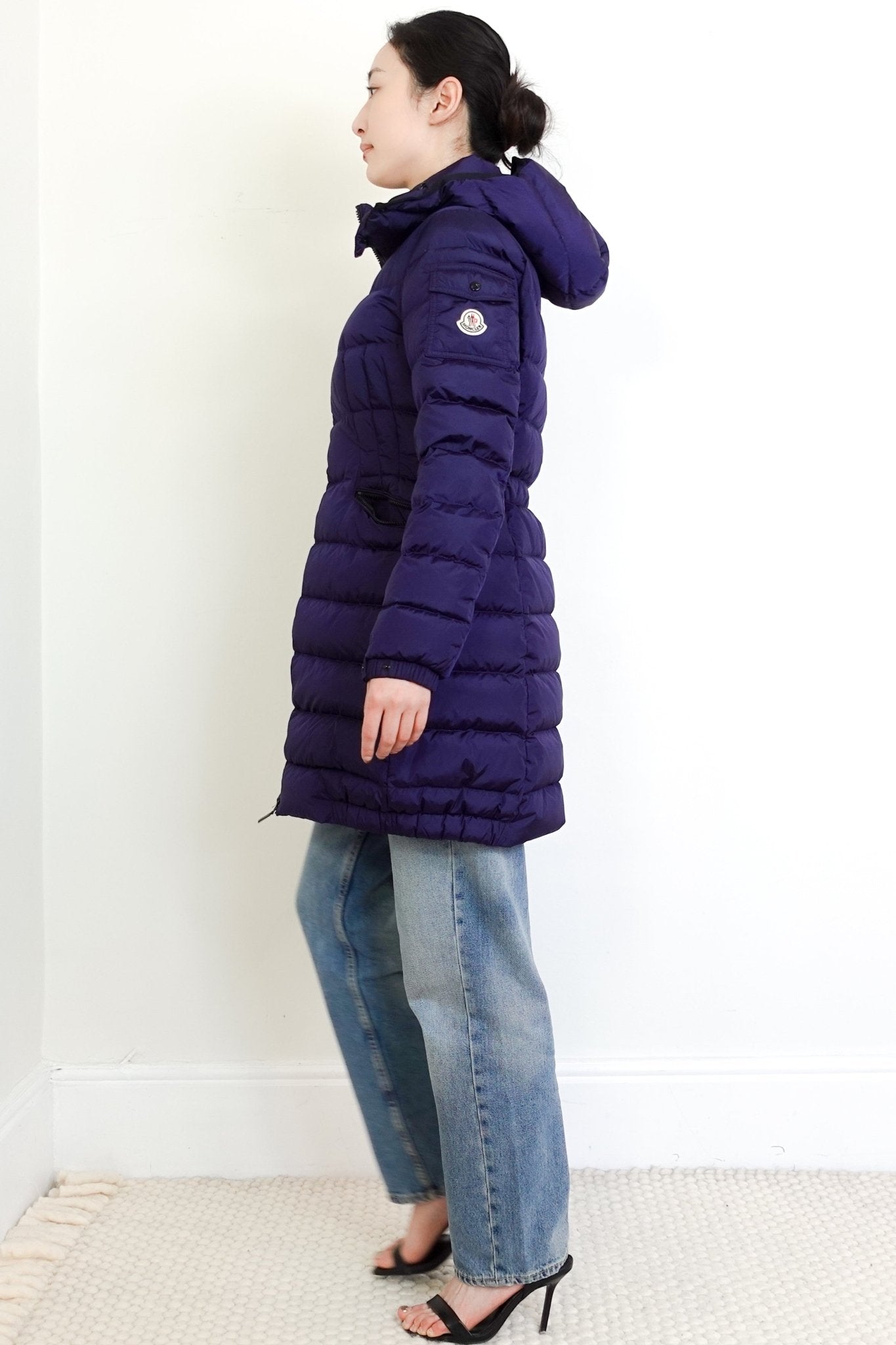 Moncler Night Blue Charpal Down Hooded Coat RRP £615 | Authentic Preloved - Reloved Again