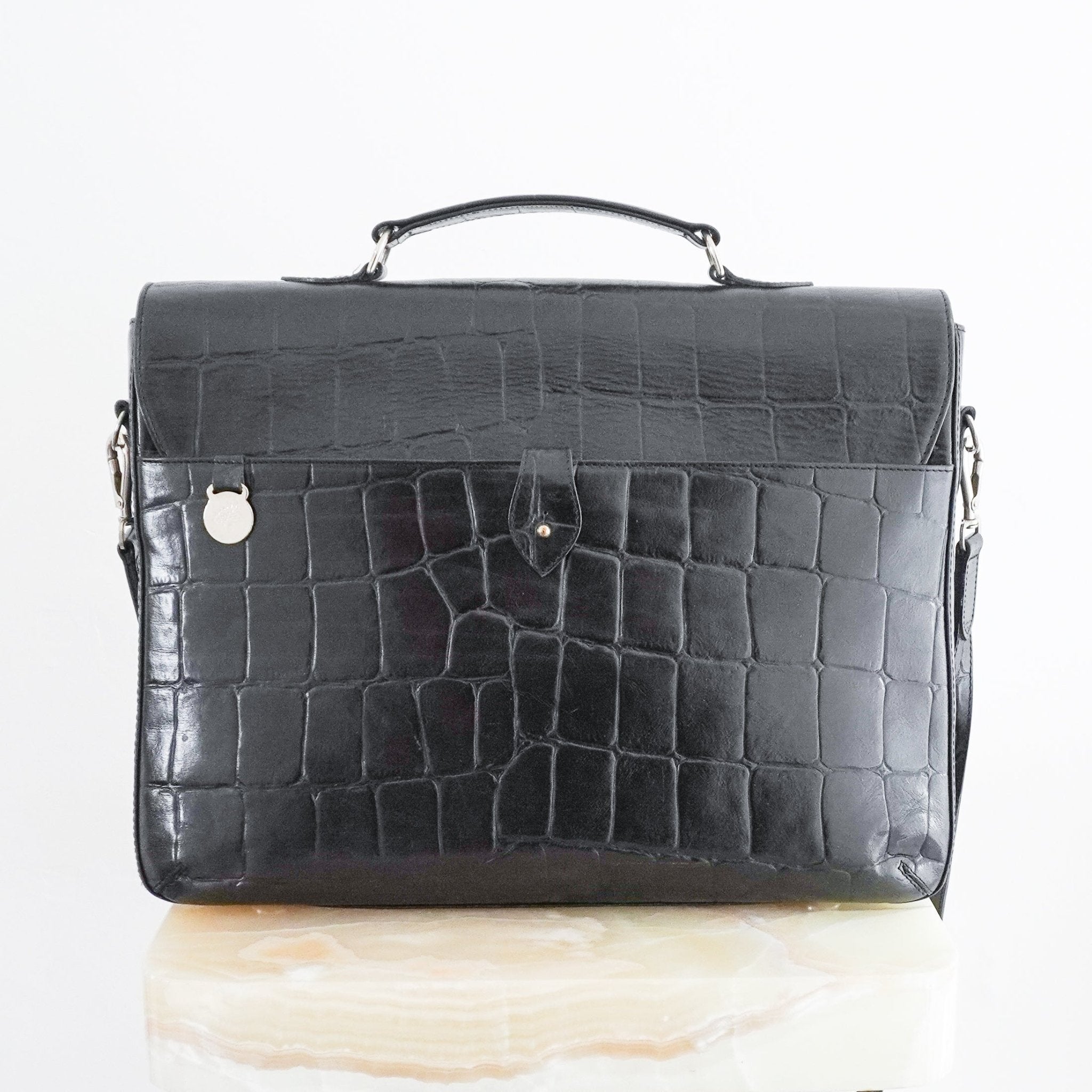 Mulberry Black Croc - Embossed Leather Briefcase RRP £995 | Authentic Preloved - Reloved Again
