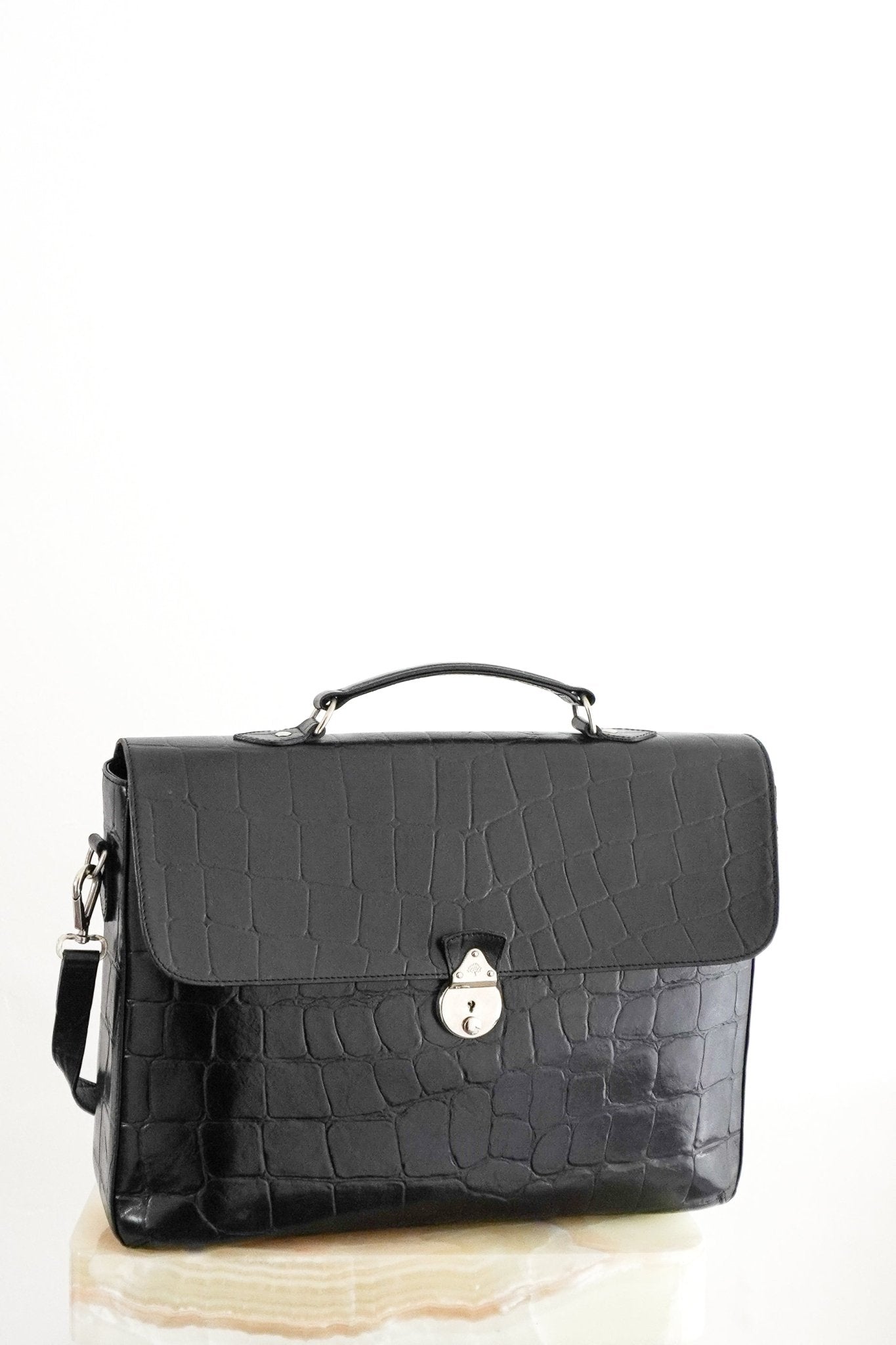 Mulberry Black Croc - Embossed Leather Briefcase RRP £995 | Authentic Preloved - Reloved Again