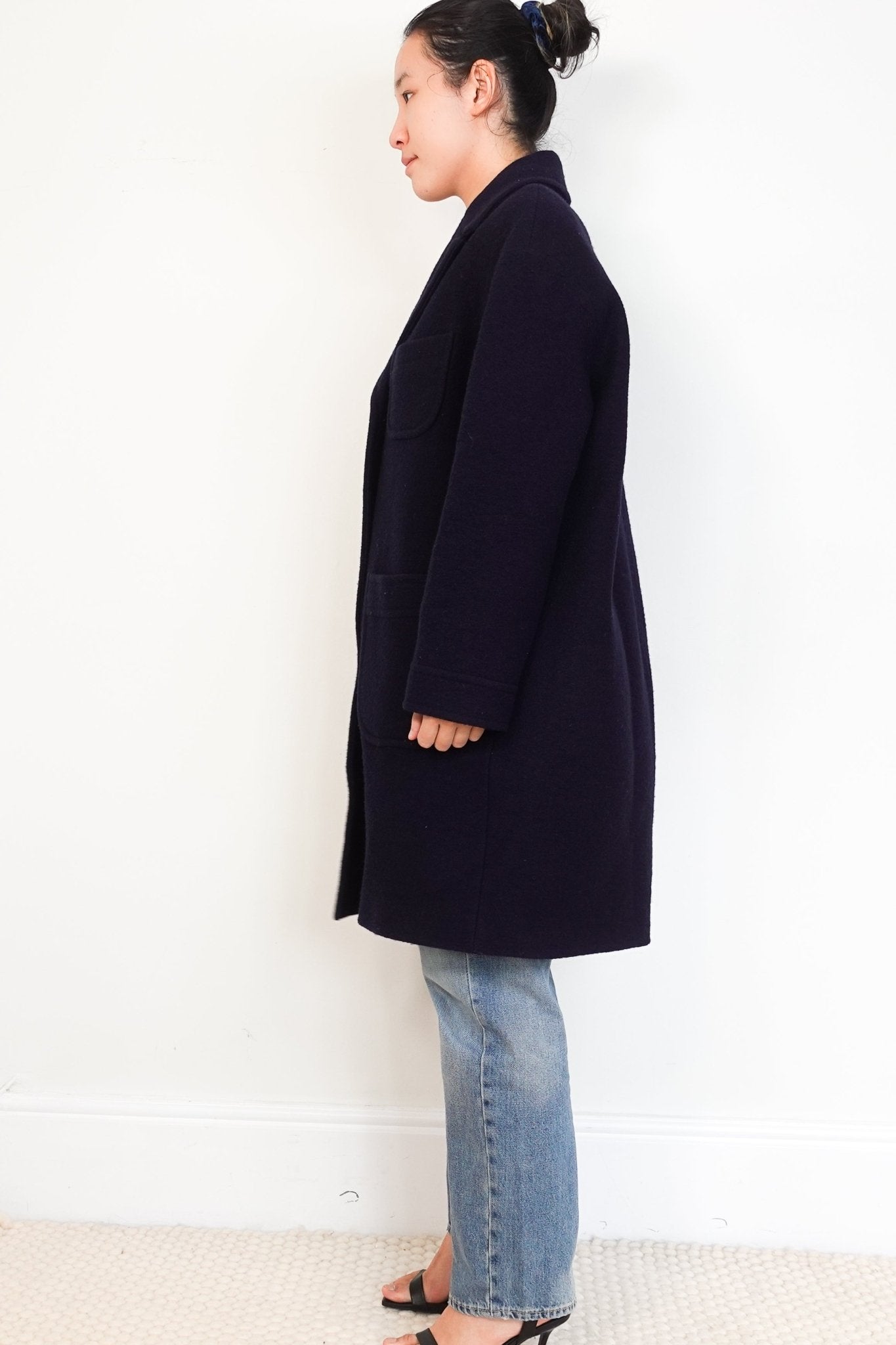 NEW A.P.C. Dark Navy Manteau Nina Boucle Coat RRP £495 | Authentic Preloved - Reloved Again