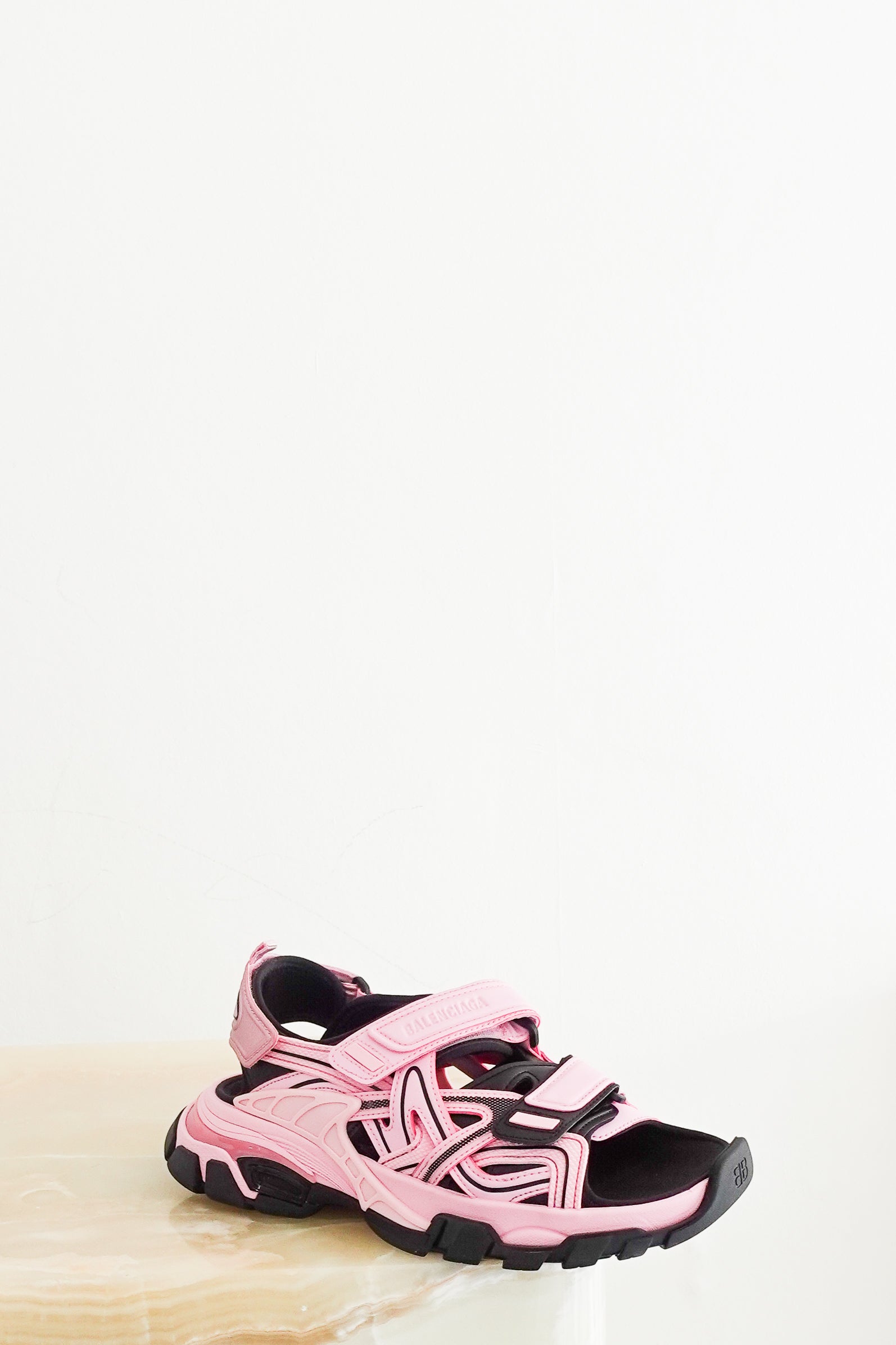 NEW-Balenciaga-Pink-and-Black-Sporty-Platform-Sandals-front-picture