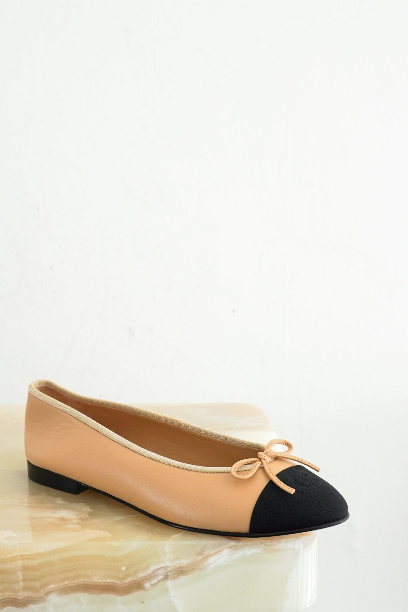 NEW Chanel Beige Leather Ballet Flats RRP £820 | Authentic Preloved - Reloved Again