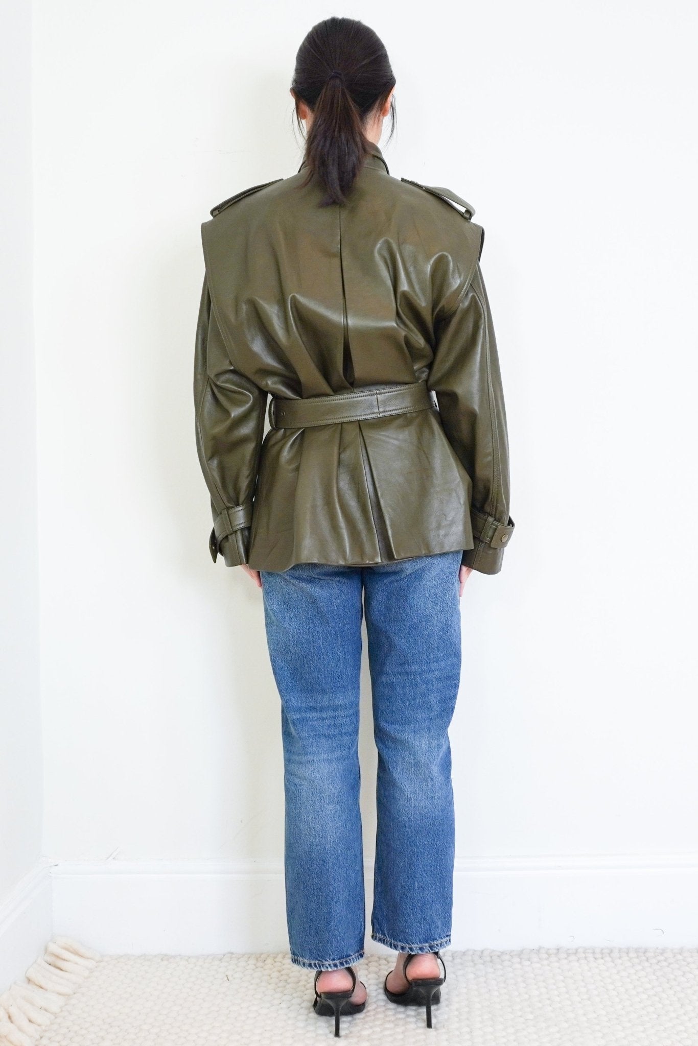 NEW Chloe Khaki Leather Utility Jacket RRP £7095 Authentic Preloved - Reloved Again