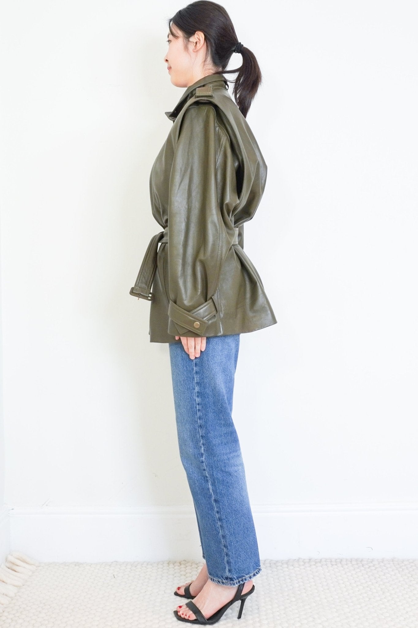 NEW Chloe Khaki Leather Utility Jacket RRP £7095 Authentic Preloved - Reloved Again