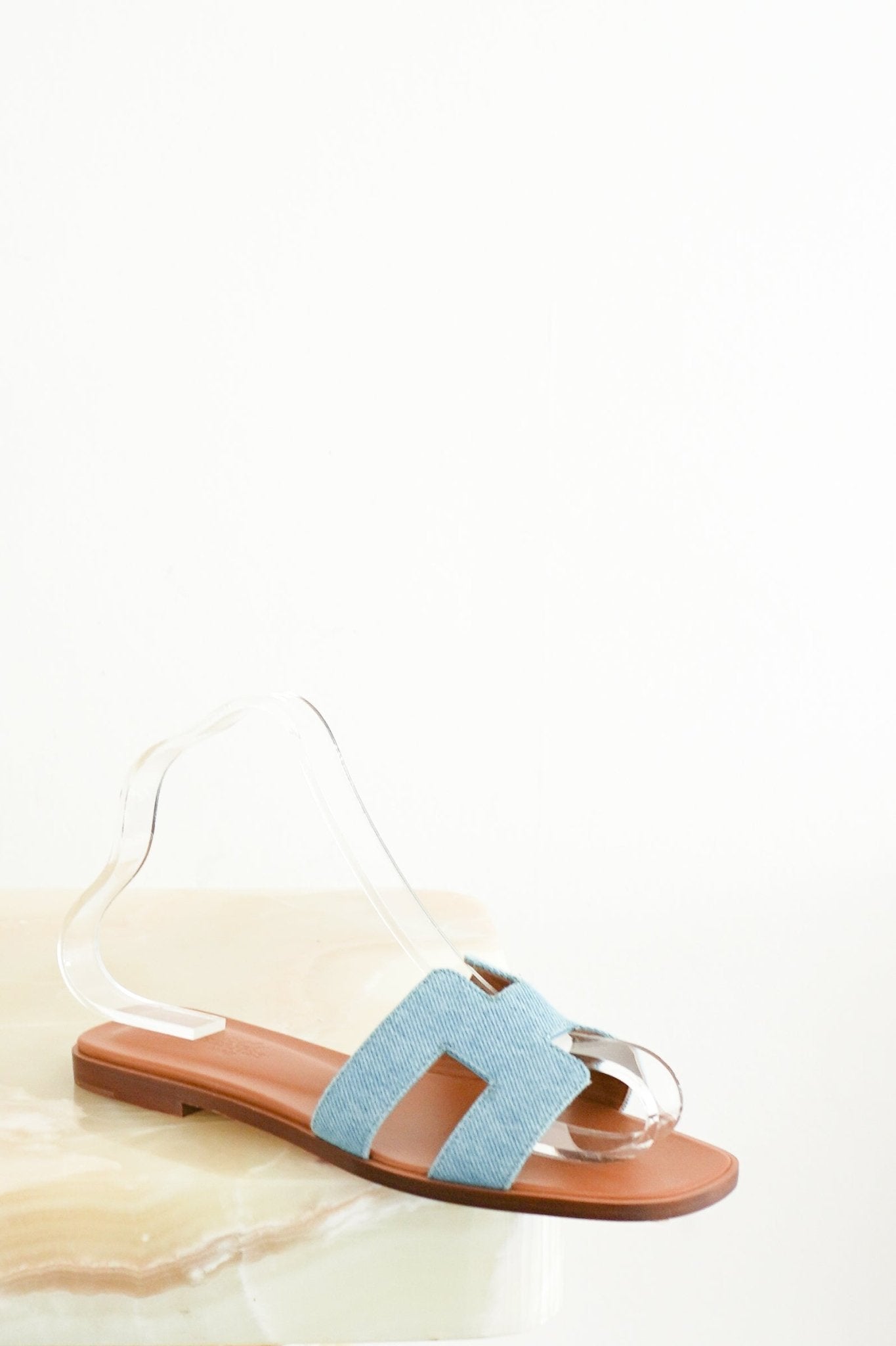 NEW Hermès Oran Blue Denim Sandals (RRP £1000) | Authentic Preloved - Reloved Again