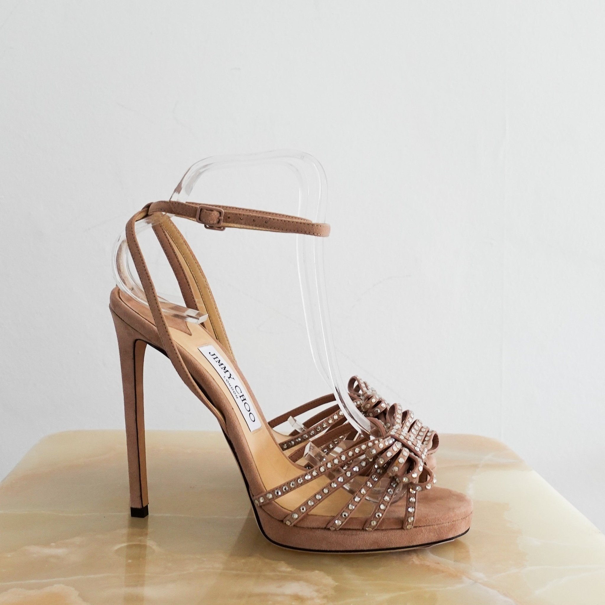 NEW Jimmy Choo Platform heels with appliqué in nude RRP £875 | Authentic Preloved - Reloved Again