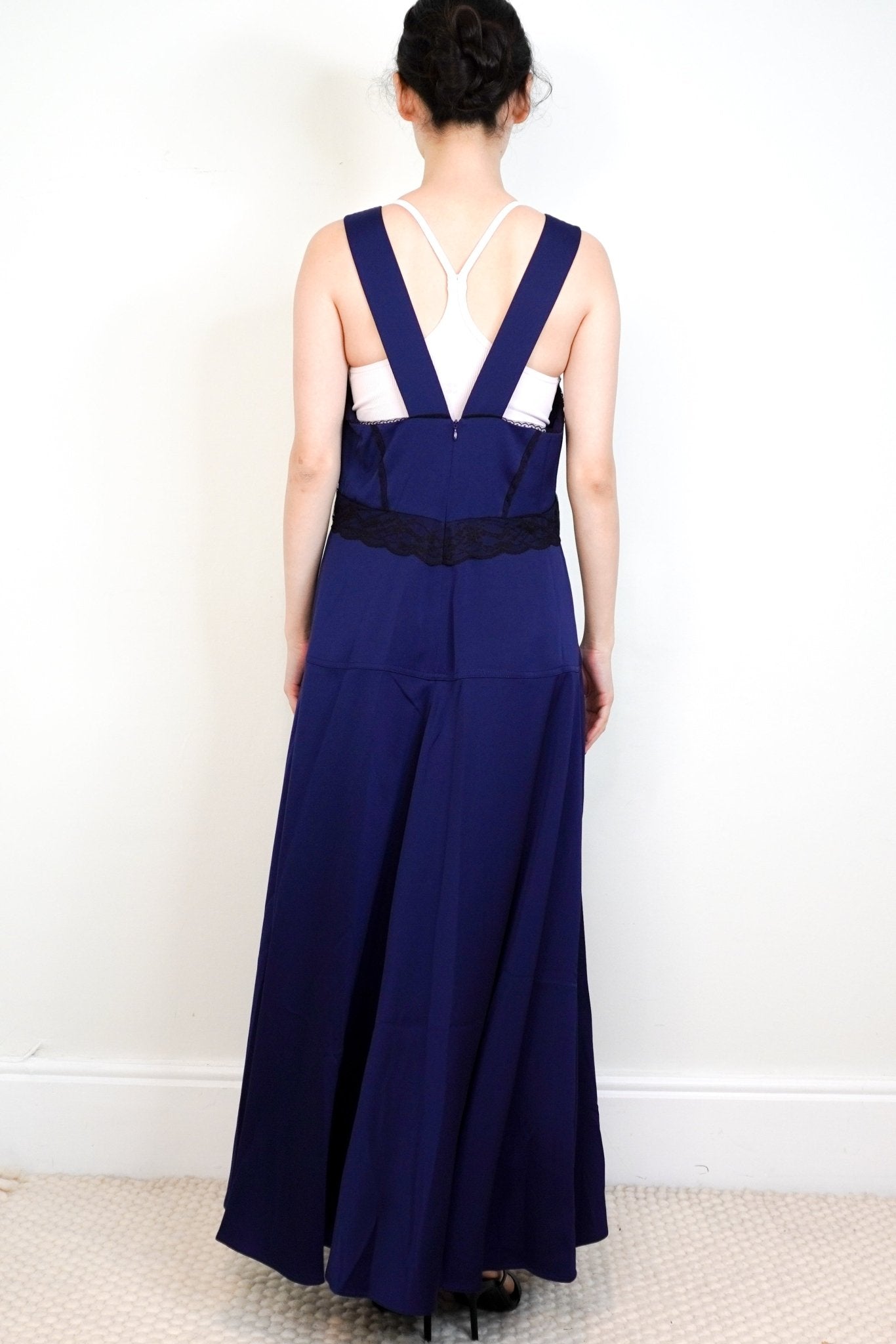 NEW ME+EM Navy Satin and Lace Maxi Slip Dress RRP £265 | Authentic Preloved - Reloved Again