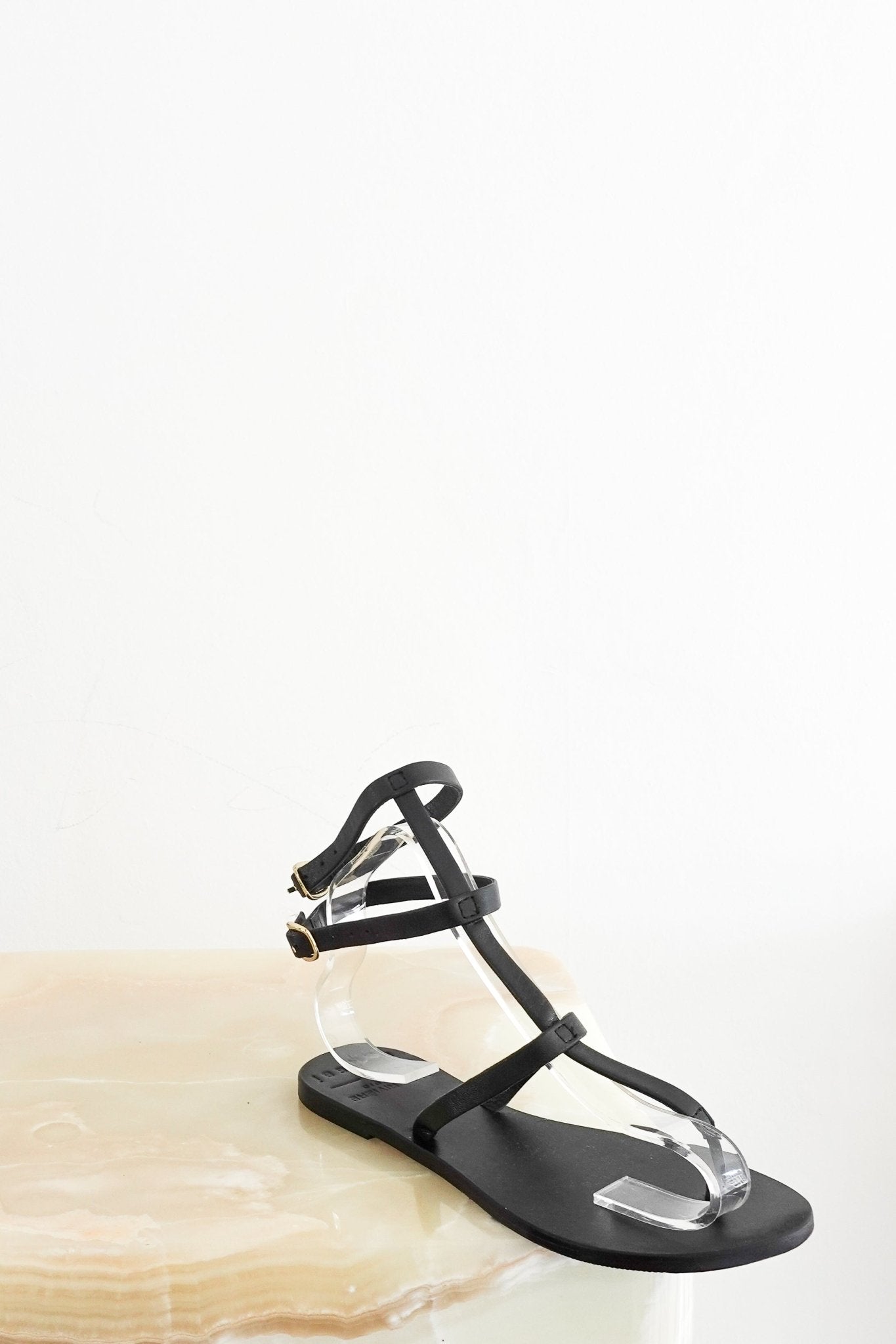 NEW Manebi Black Leather Gladiator Style Open Toe Sandals RRP £200 | Authentic Preloved - Reloved Again