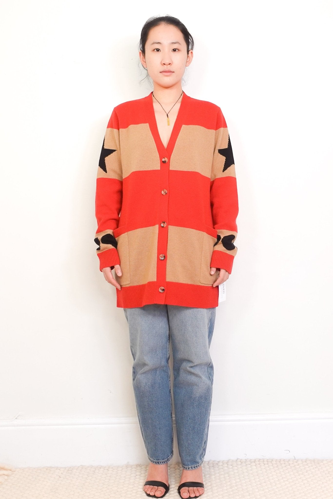 NEW MaxMara Red and Tan Cardigan RRP £270 | Authentic Preloved - Reloved Again