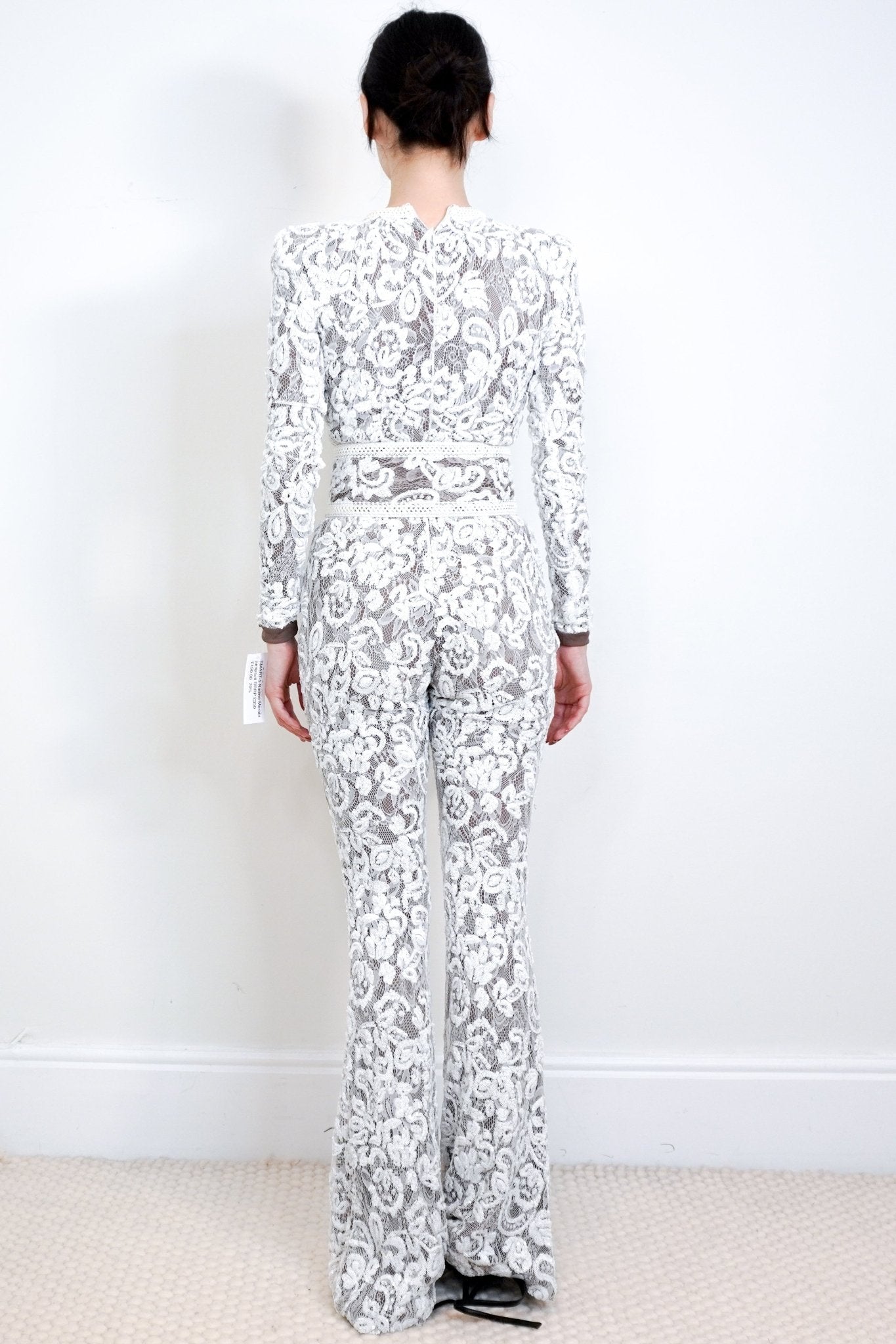 NEW Nadine Merabi White Lace and Sequin Jumpsuit RRP £350 | Authentic Preloved - Reloved Again