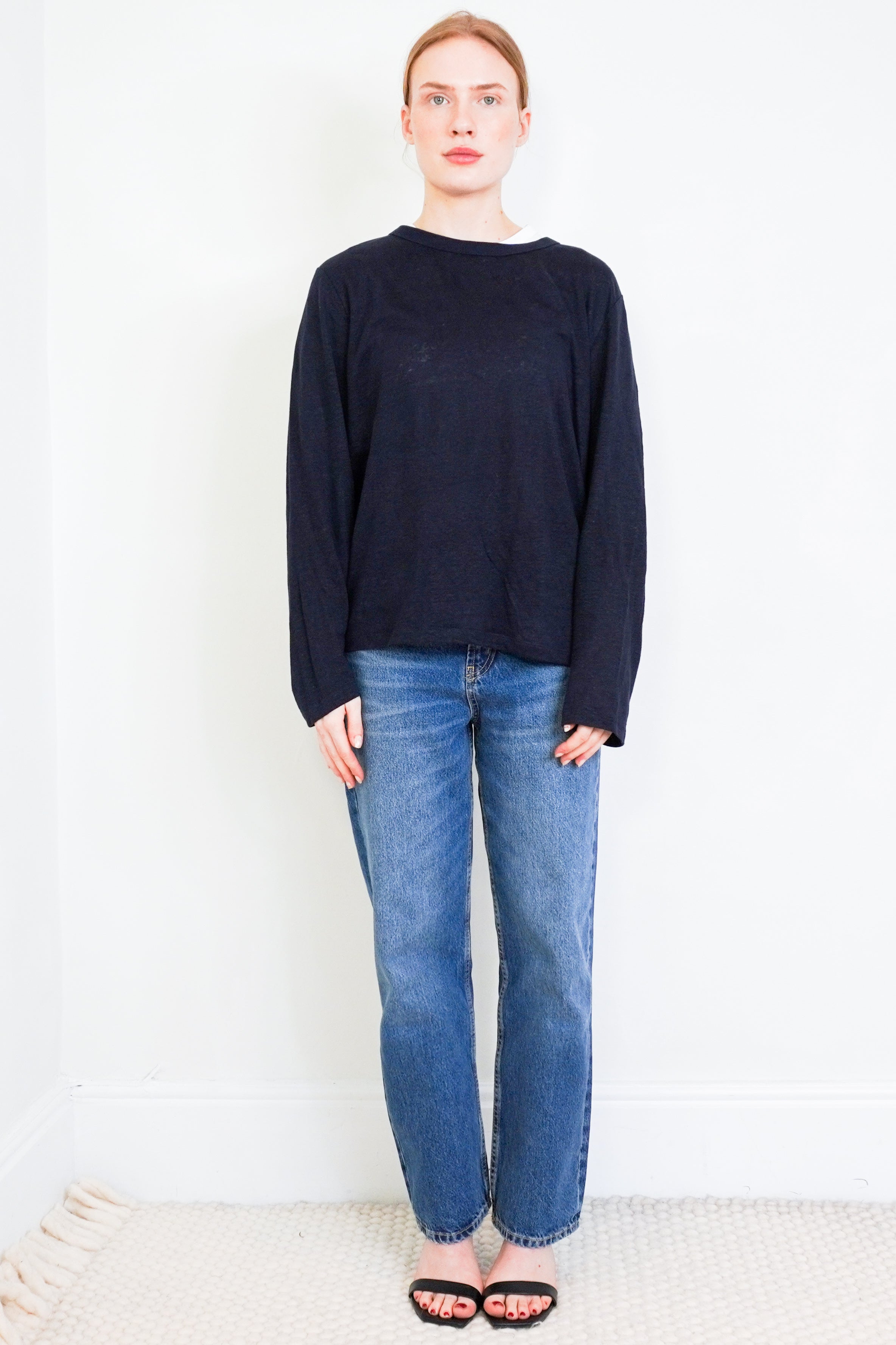 NEW-Navy-Grey-Navy-Long-Sleeve-Linen-T-Shirt-front-picture-Chelsea-London