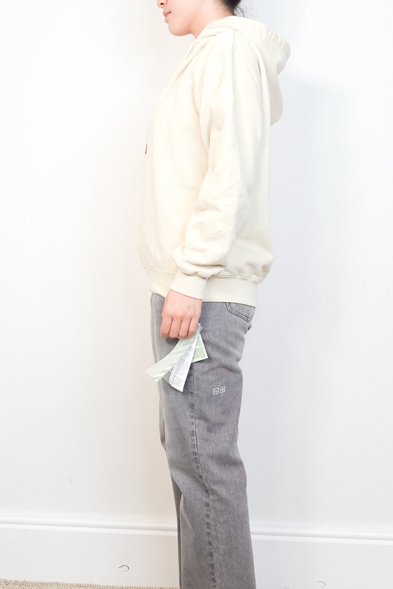 NEW Off White "Main Label" Diag Arrow Oversize Cream Hoodie RRP £350 | Authentic Preloved - Reloved Again
