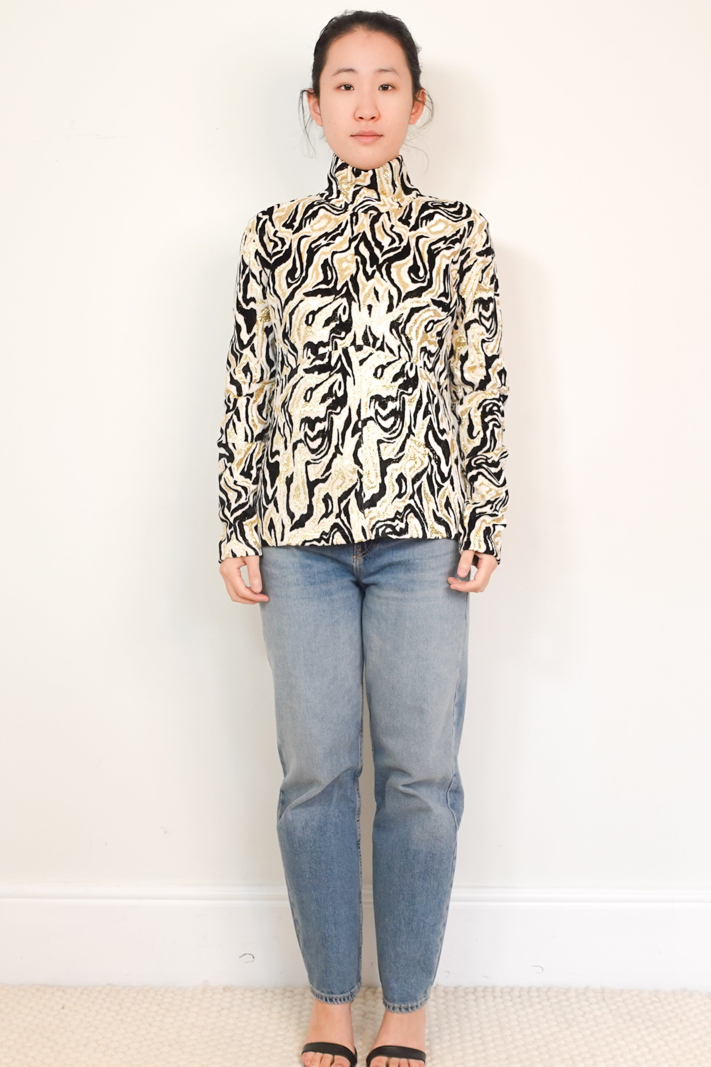 NEW-Paco-Rabanne-Black-White-and-Gold-Marbled-Shirt-front-picture-Chelsea-London