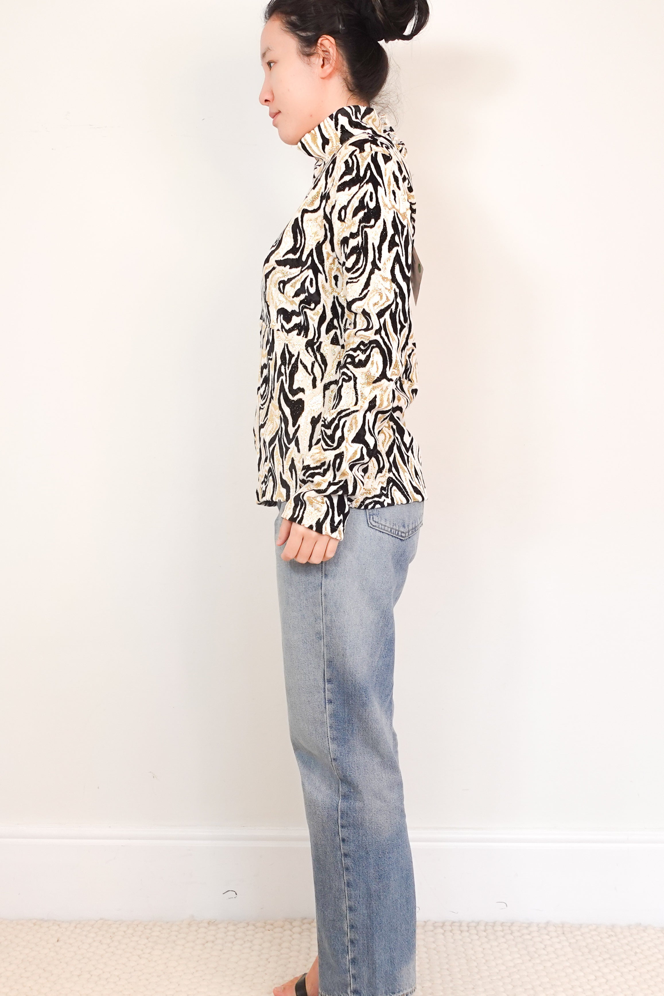 NEW-Paco-Rabanne-Black-White-and-Gold-Marbled-Shirt-side-picture-Chelsea-London