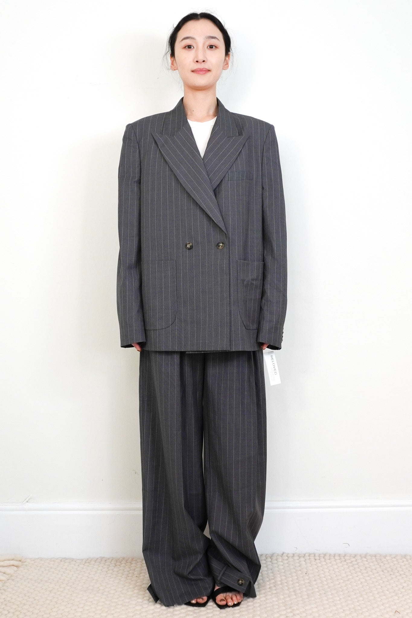 NEW Rat & Boa Cate Striped Trousers in Grey RRP £195 | Authentic Preloved - Reloved Again