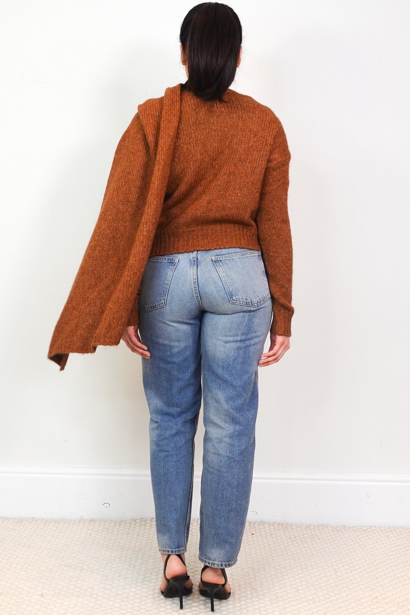 NEW Rejina Pyo Brown Knitted Colette Scarf Sweater RRP £495 | Authentic Preloved - Reloved Again