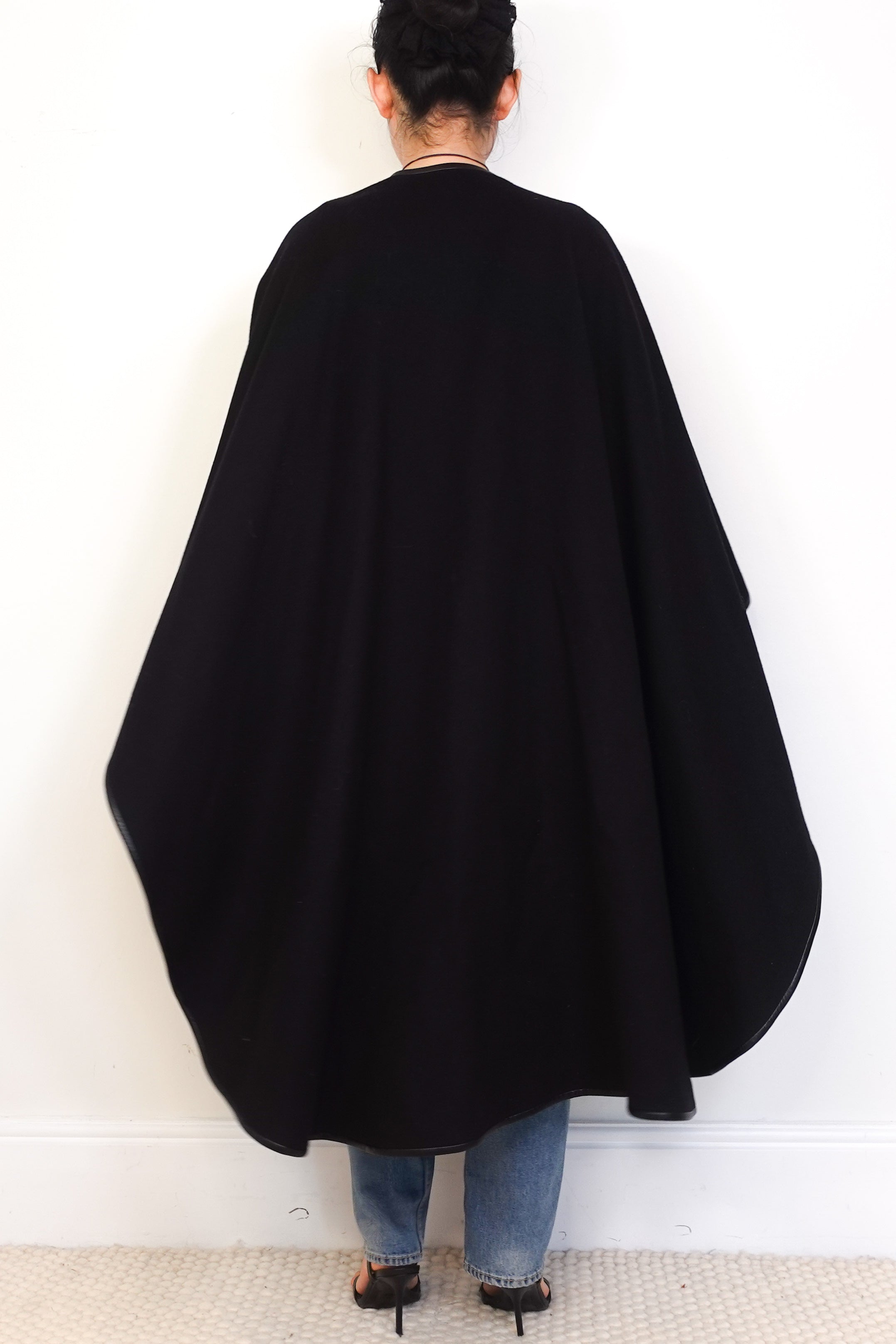 NEW-Saint-Laurent-Black-Wool-Cape-back-picture-Chelsea-London