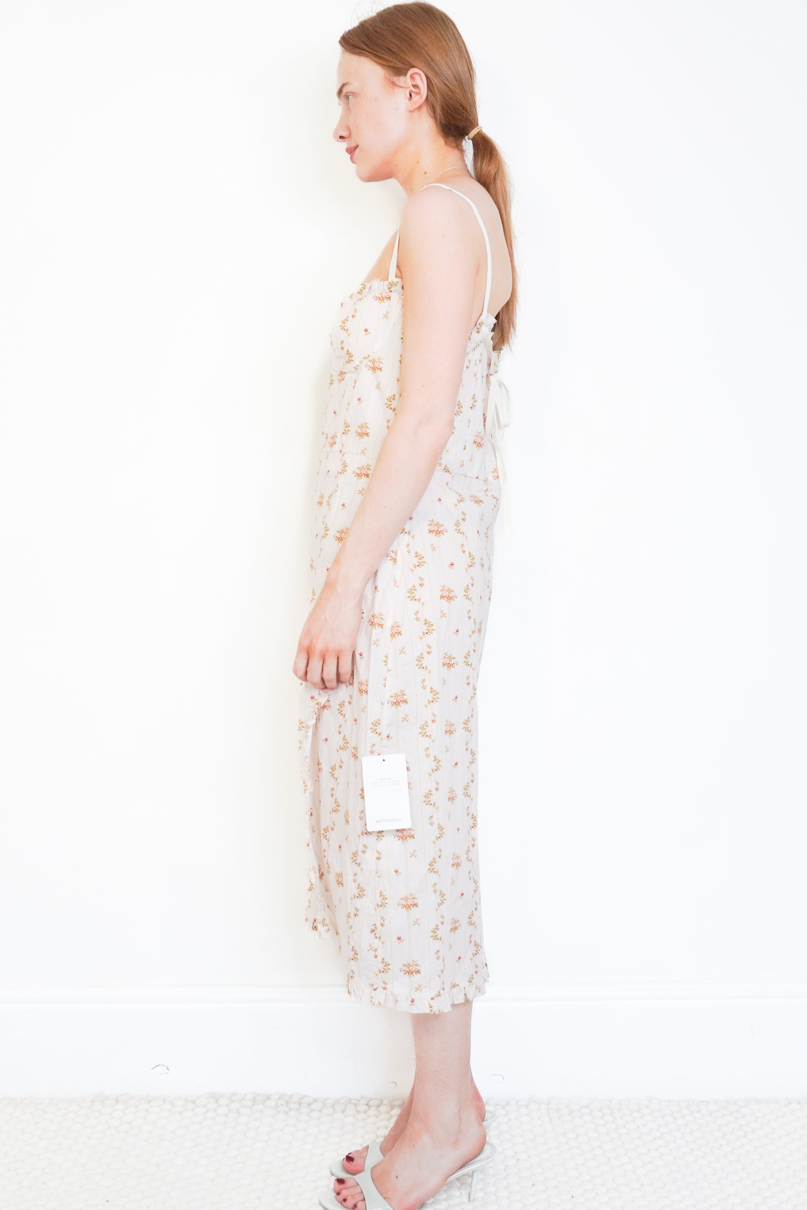 NEW Brock Collection Oriana Cream Floral Cotton Maxi Dress side photo chelsea london
