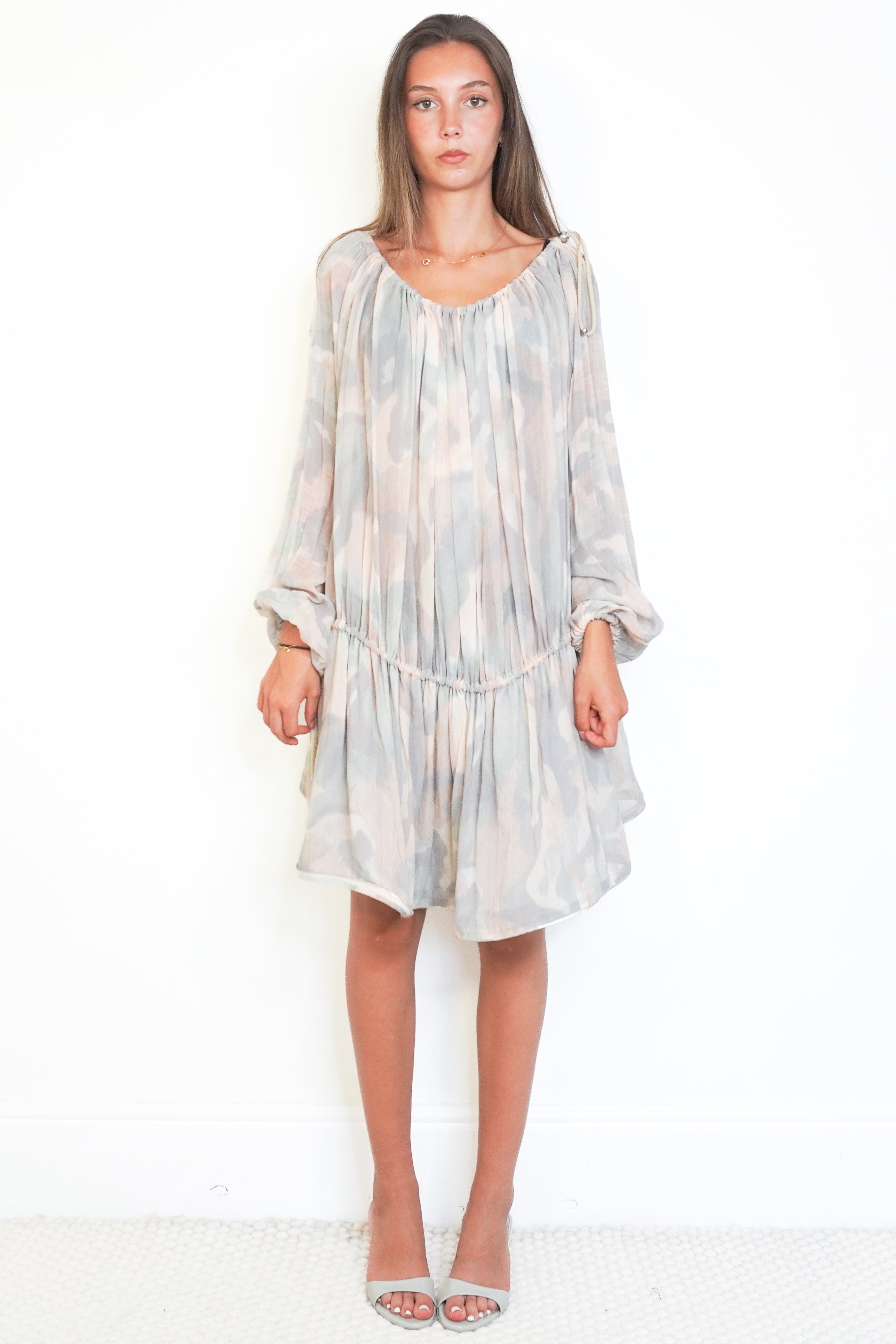 NEW Dion Lee Washed Camo Balloon Mini Dress front photo chelsea london