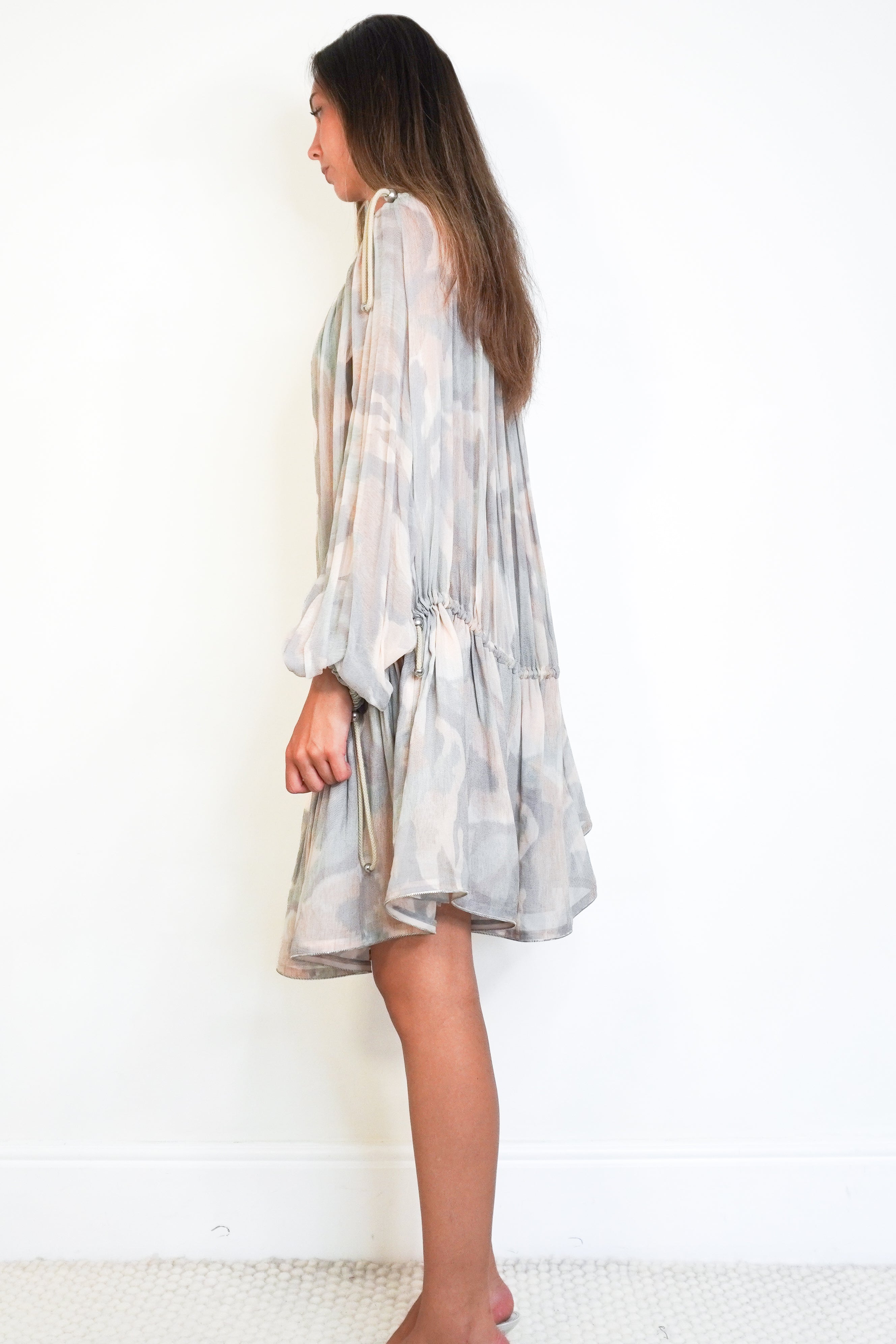 NEW Dion Lee Washed Camo Balloon Mini Dress side photo chelsea london