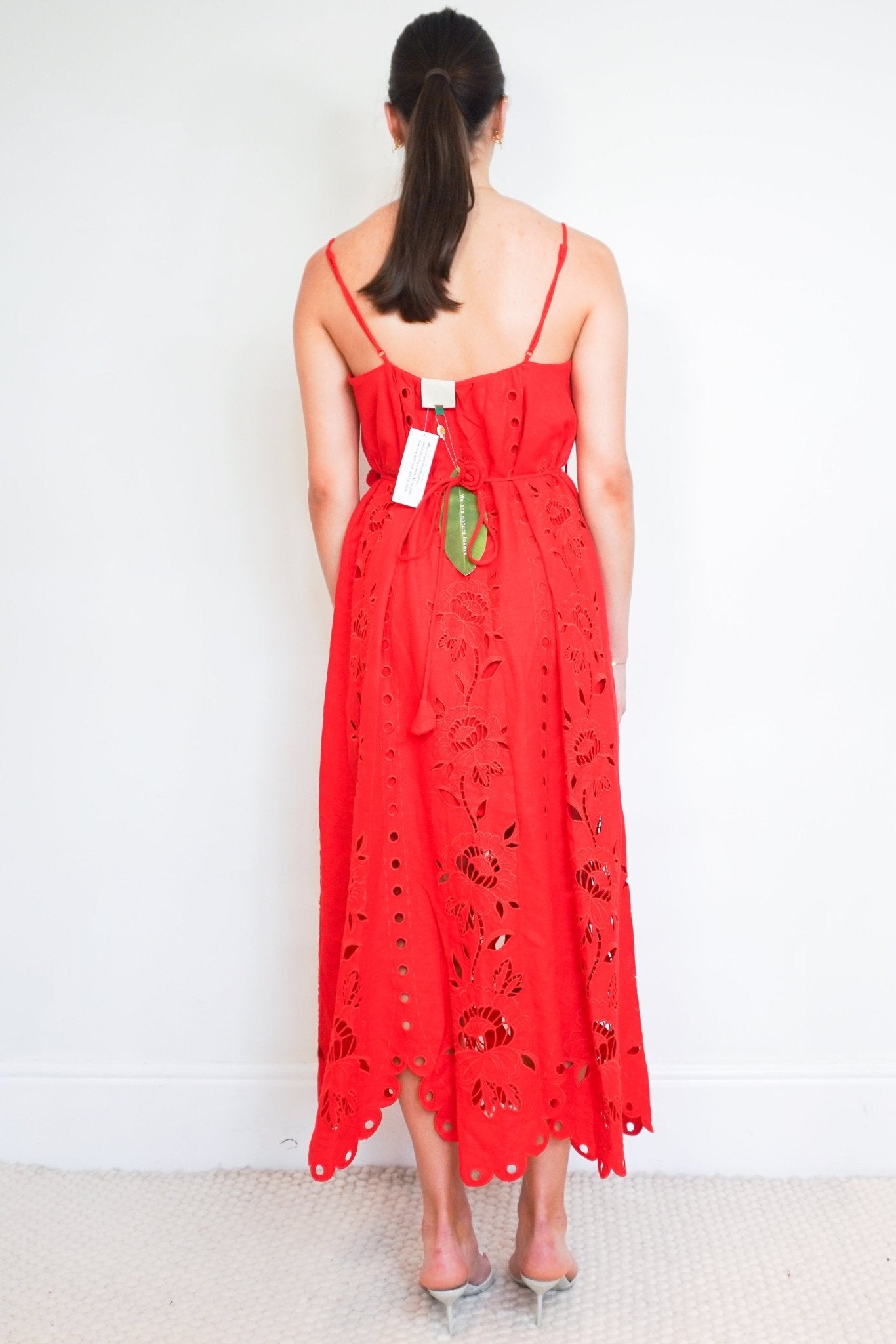 NEW Farm Rio Red Richelieu Sleeveless Maxi Dress back photo chelsea london