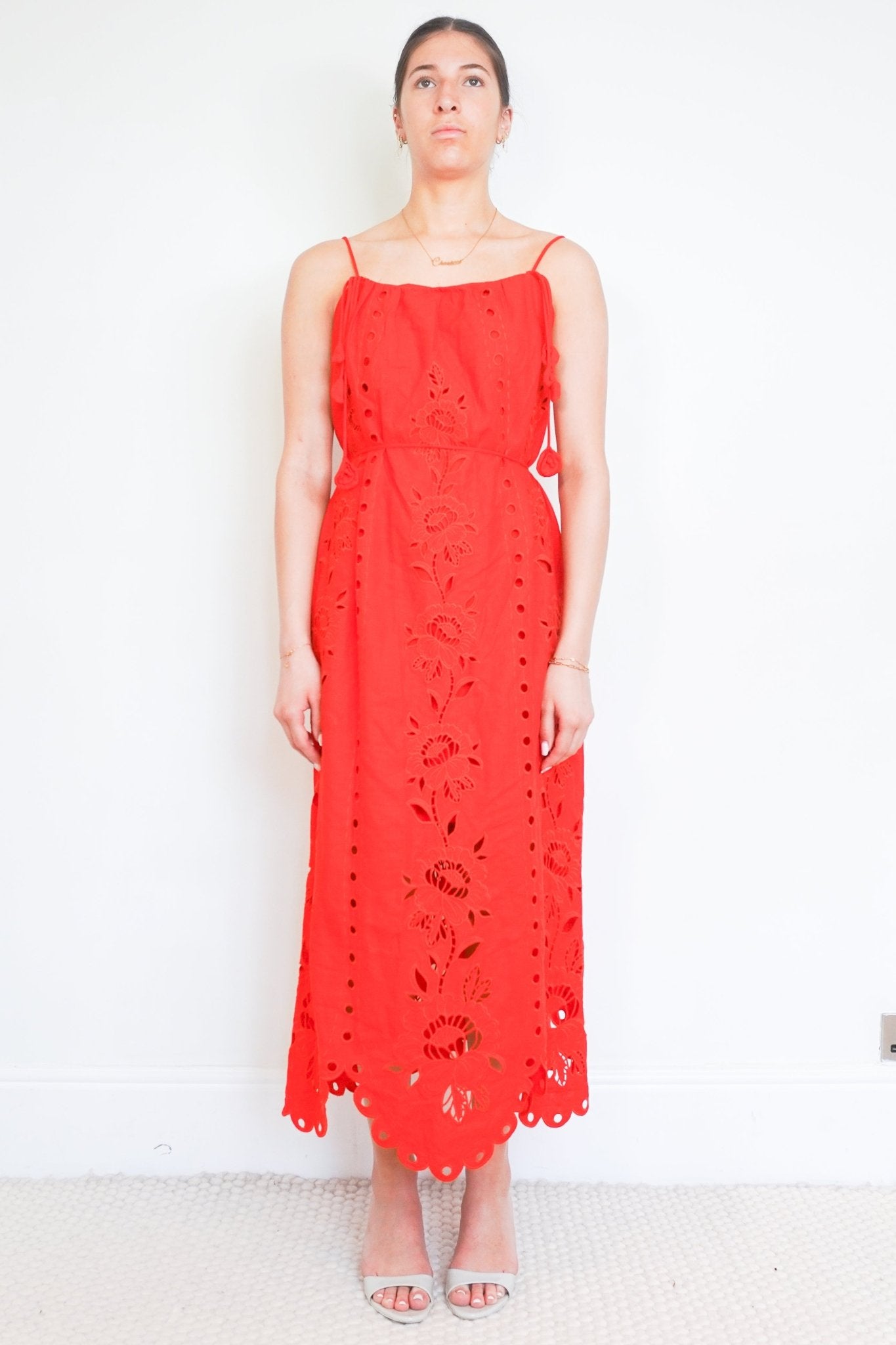 NEW Farm Rio Red Richelieu Sleeveless Maxi Dress front photo chelsea london