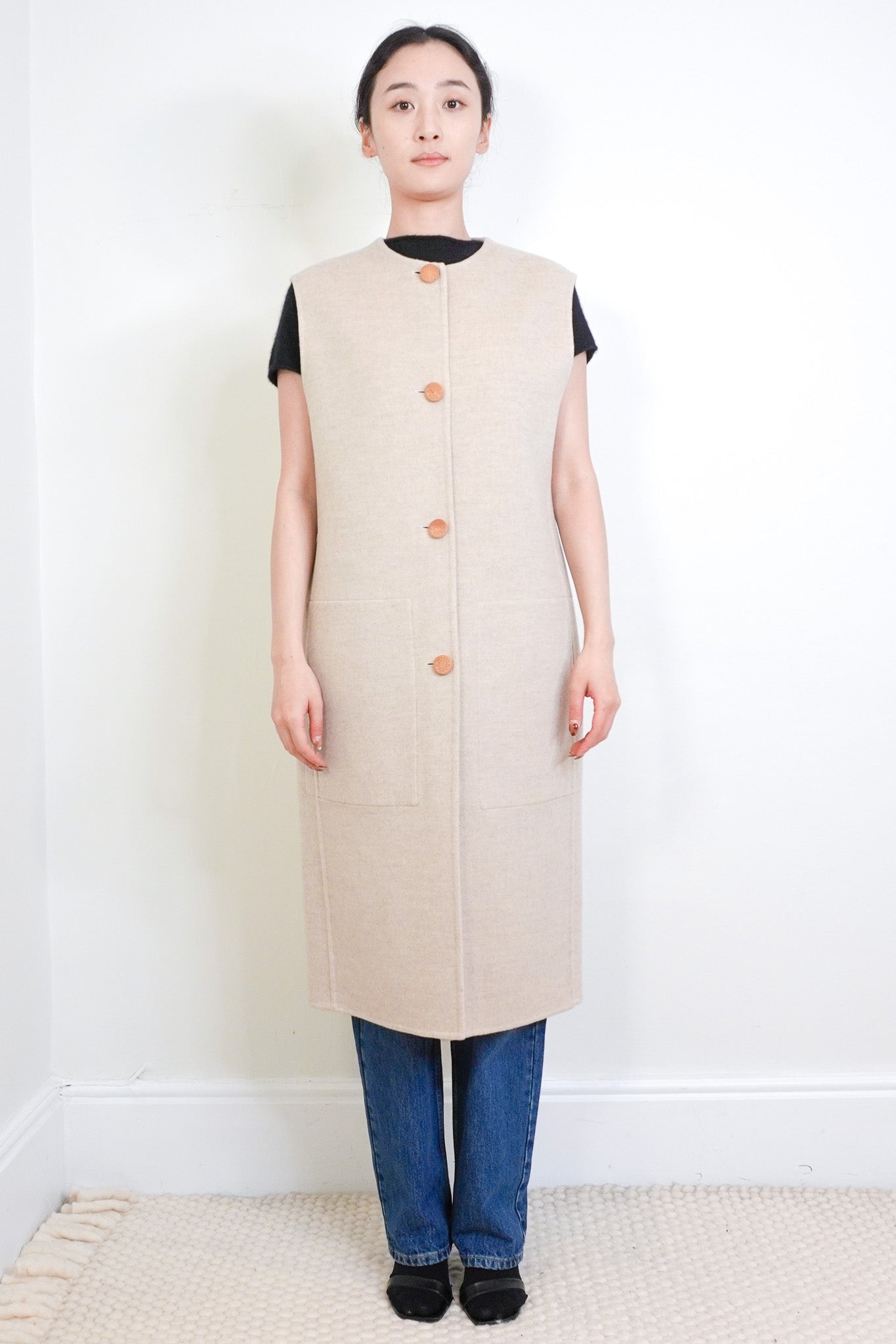 NEW Hermes Beige Long Droit Cashmere Gilet RRP £4K | Authentic Preloved - Reloved Again