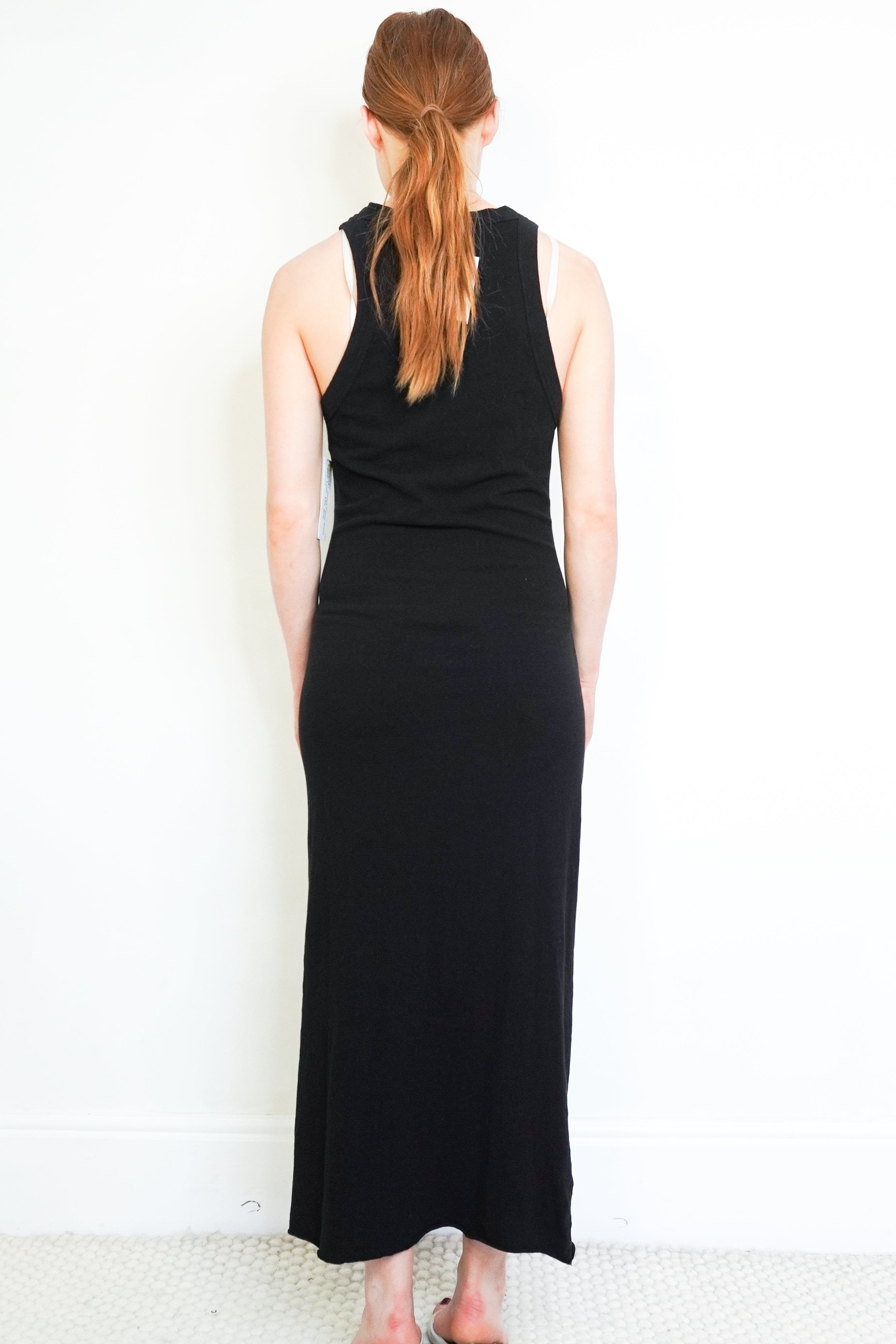 NEW James Perse Black Ruched Racerback Maxi Dress back photo chelsea london