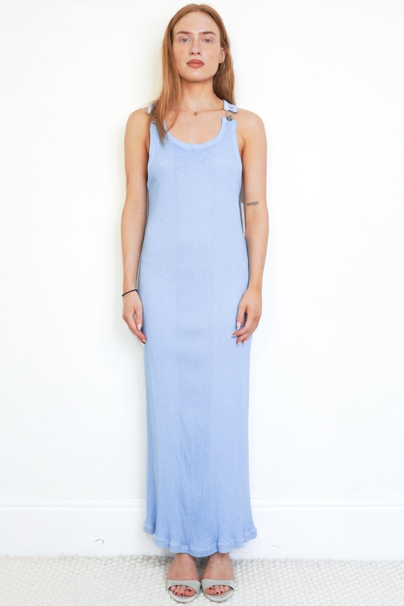 NEW Jean Paul Gaultier Baby Blue Ribbed Maxi Dress (RRP £580) | Authentic Preloved - Reloved Again