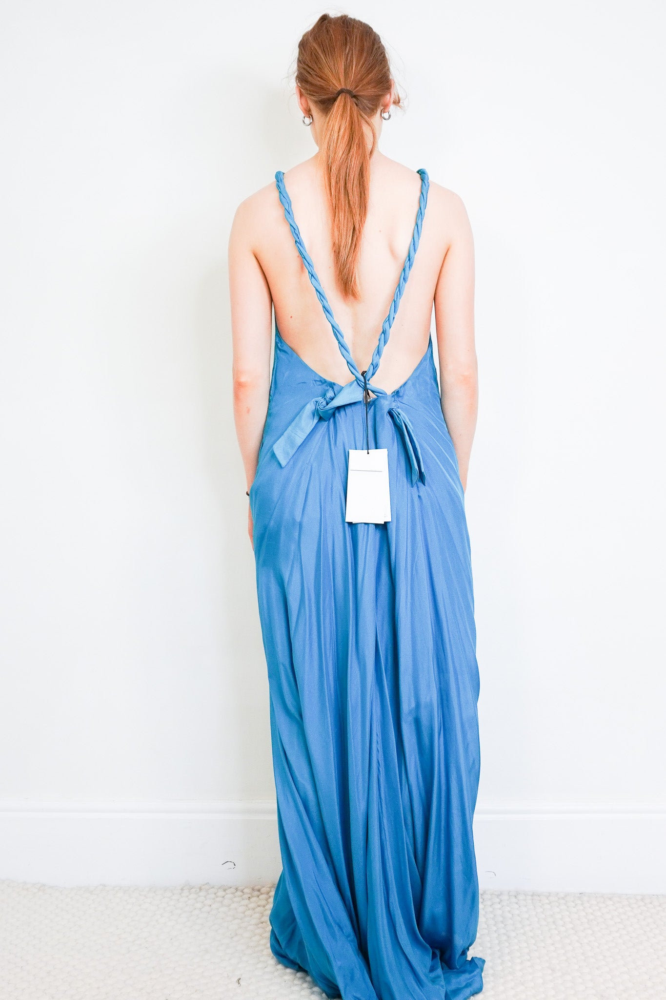 NEW Kalita Blue Silk Maxi Dress back photo