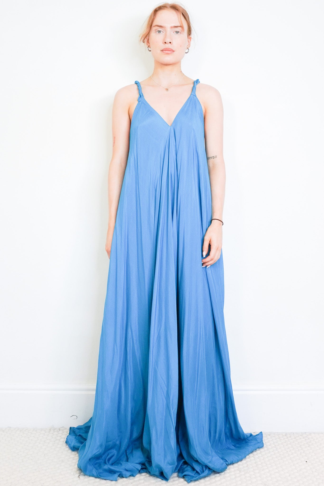 NEW Kalita Blue Silk Maxi Dress front photo
