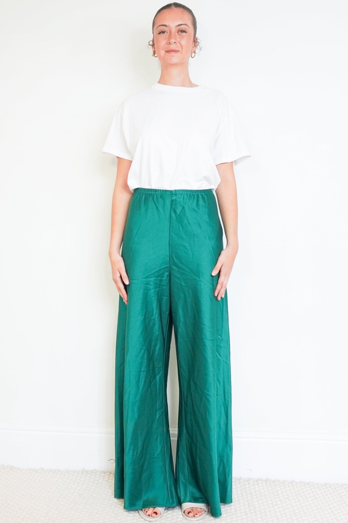 NEW La Ligne Green Satin Trousers RRP £250 | Authentic Preloved - Reloved Again