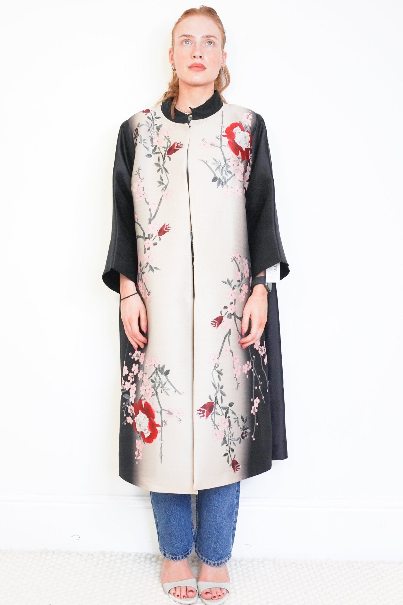 NEW Marina Rinaldi Black Floral Kimono Jacket (RRP £500) | Authentic Preloved - Reloved Again