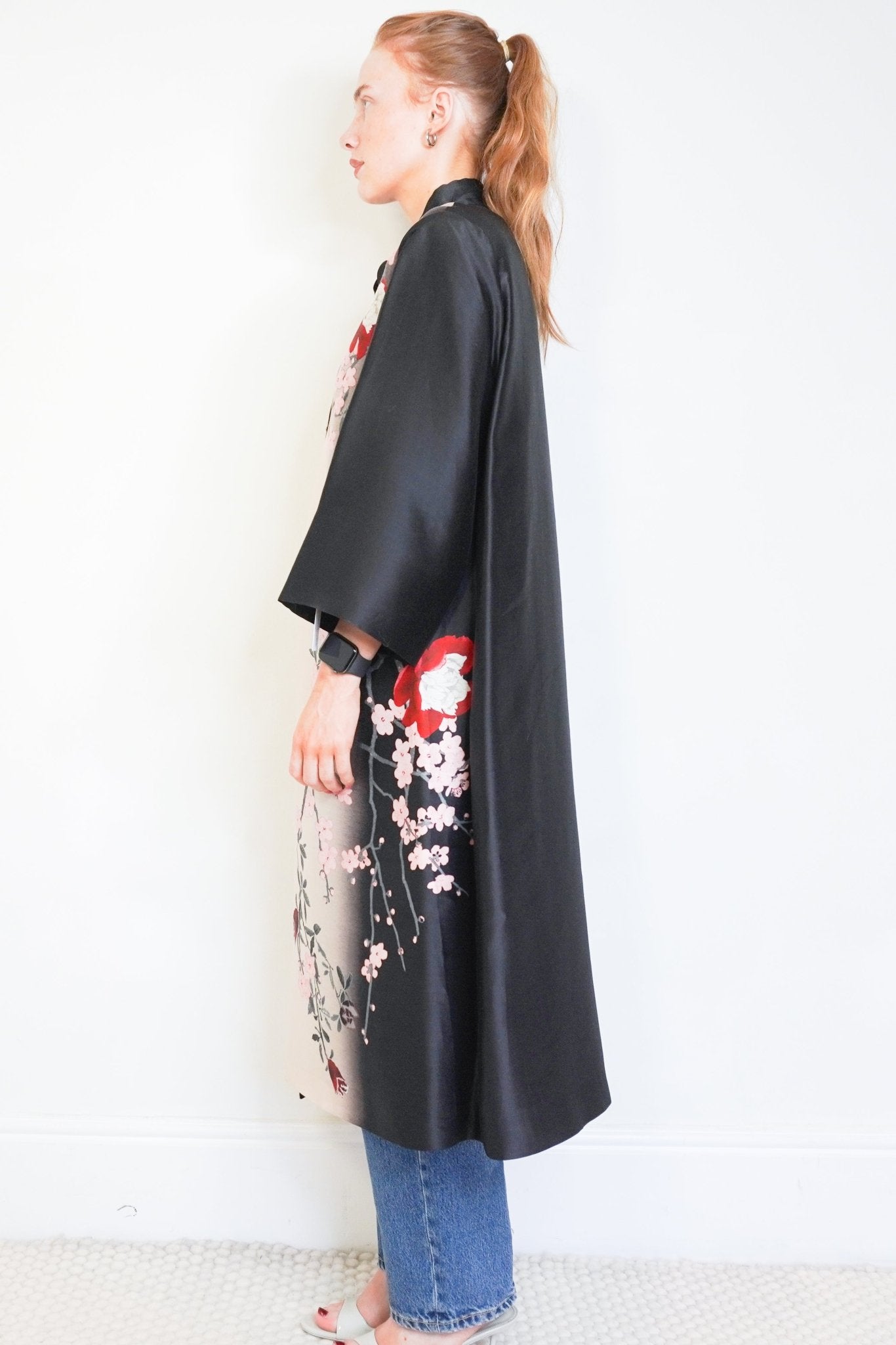 NEW Marina Rinaldi Black Floral Kimono Jacket (RRP £500) | Authentic Preloved - Reloved Again