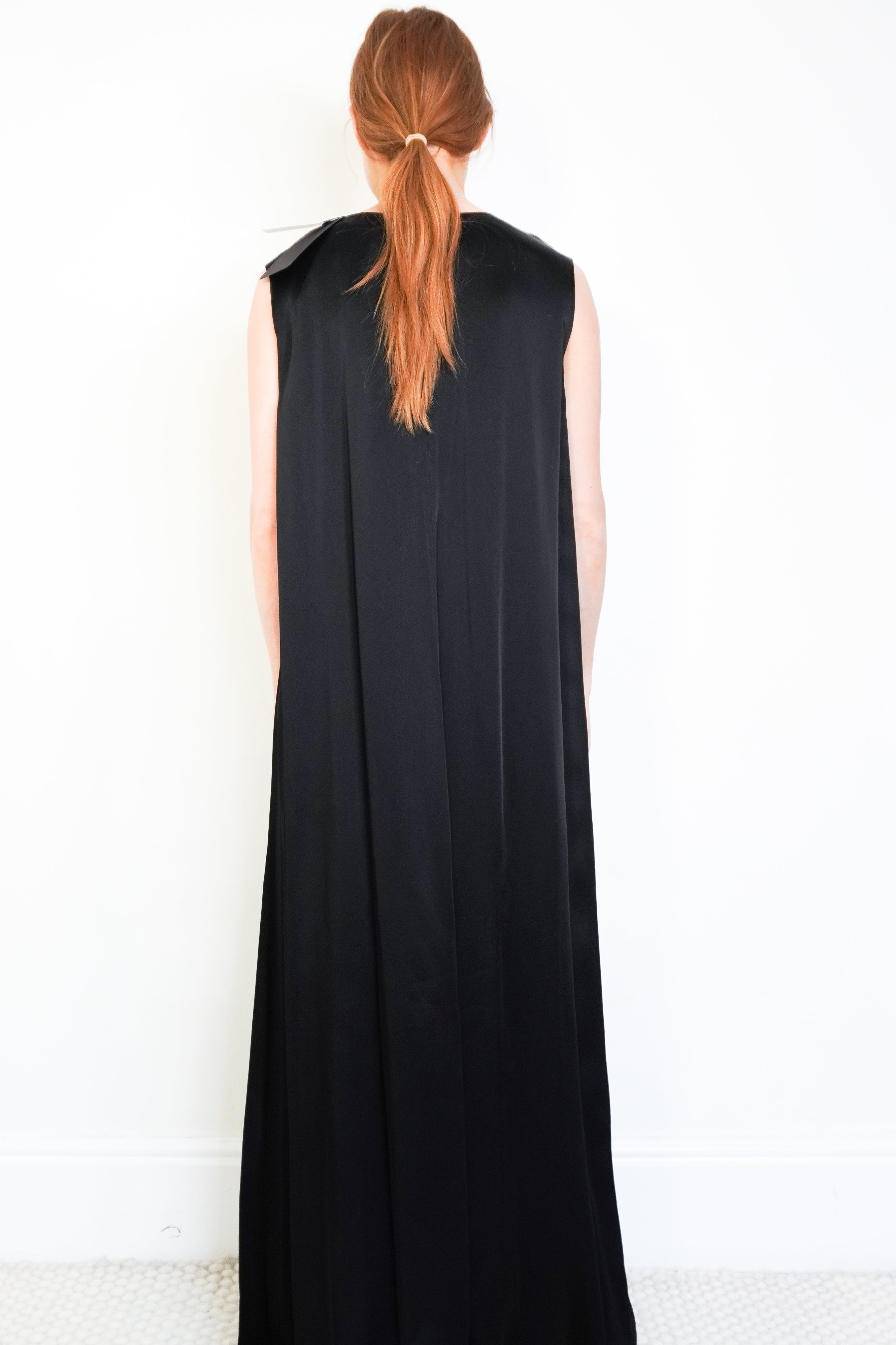 NEW Marina Rinaldi Embellished Satin Maxi Dress back photo chelsea london