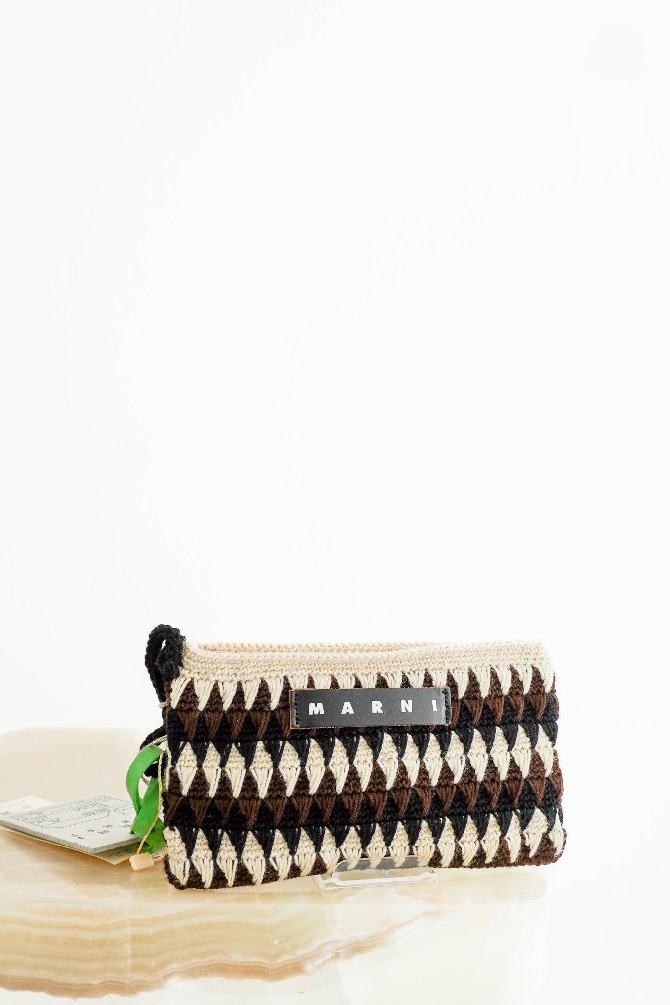 NEW Marni Market Crochet Pochette Set in Coffee (RRP £370) | Authentic Preloved - Reloved Again