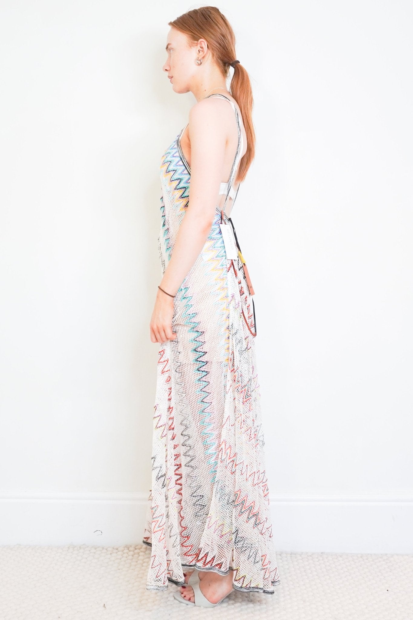NEW Missoni Multicolour Zigzag Knit Halterneck Maxi Cover-Up Dress (RRP £1000) | Authentic Preloved - Reloved Again