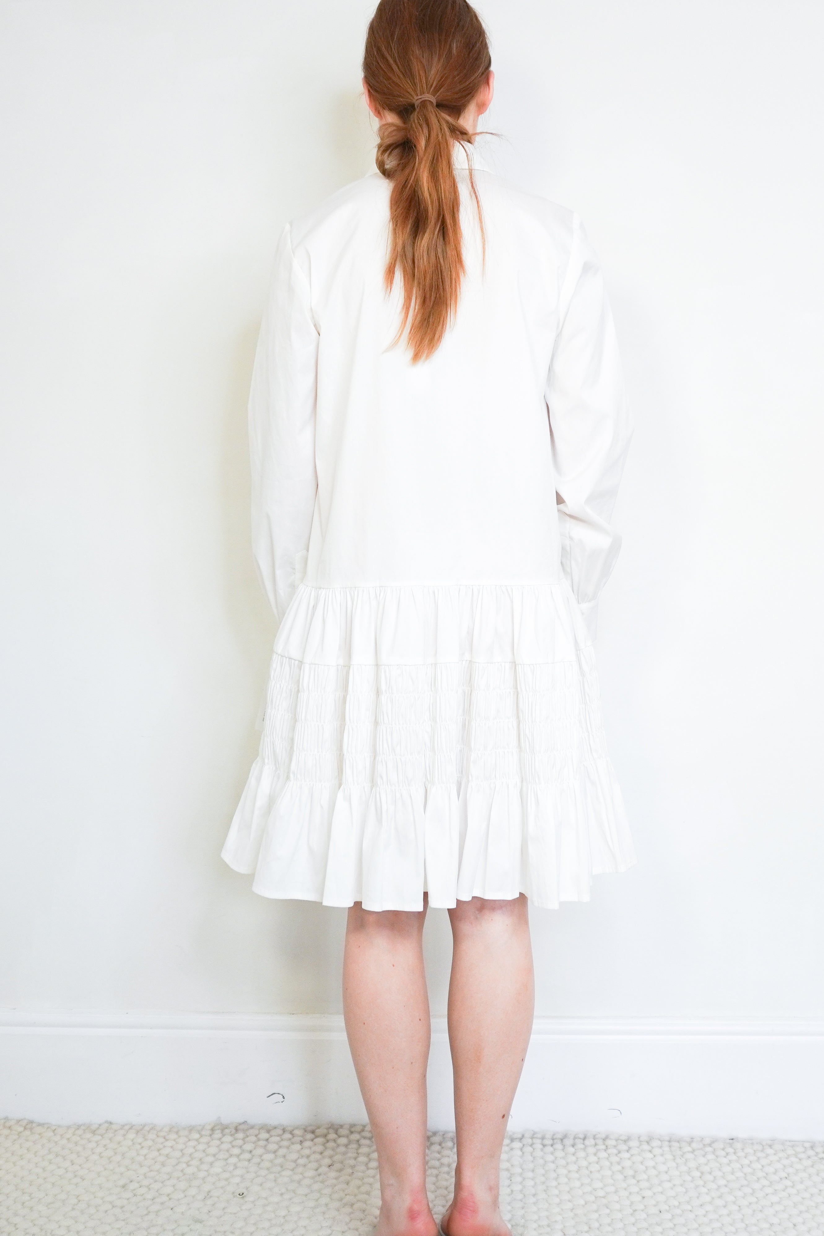 NEW Molly Goddard White Cotton Shirt Dress back photo chelsea london